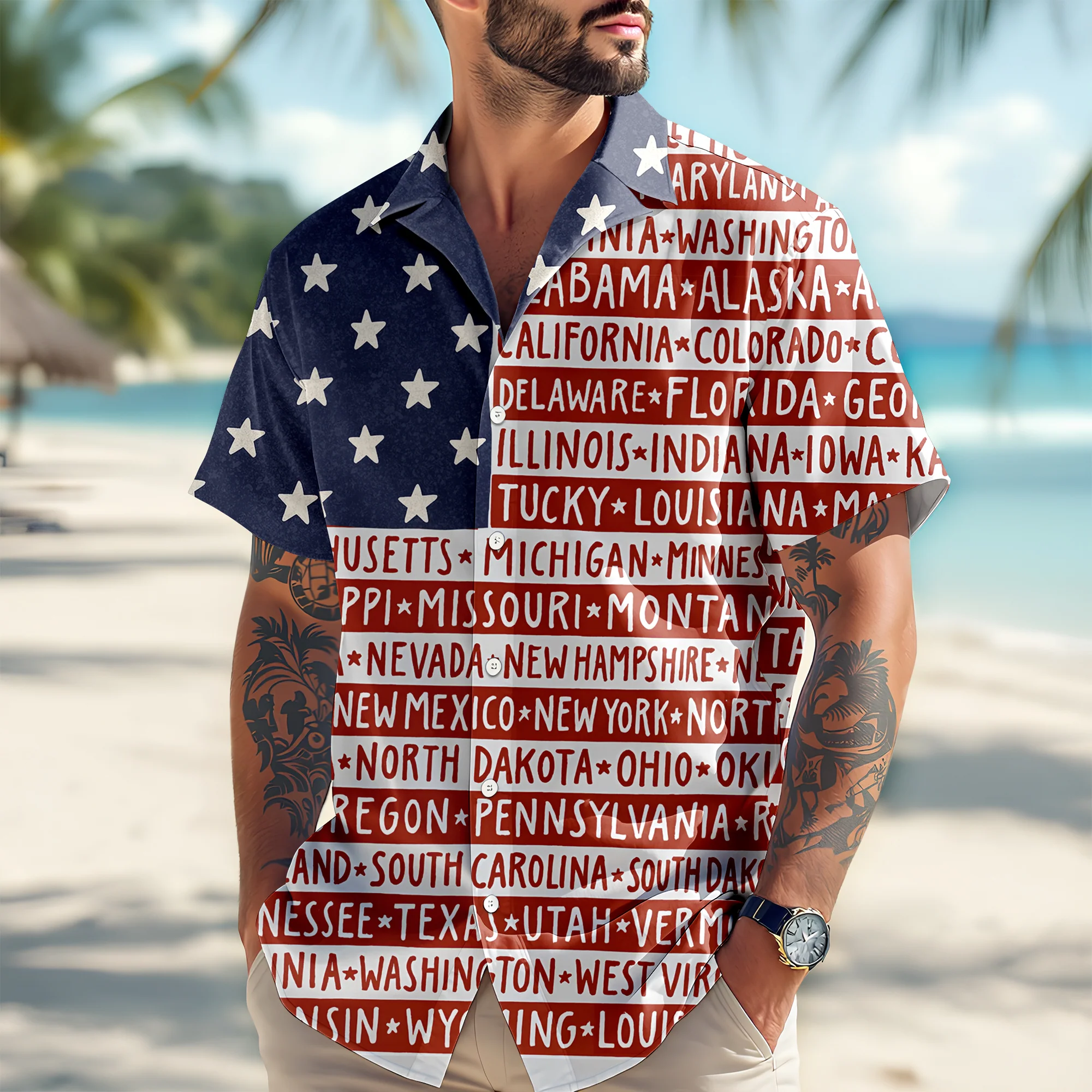 America State Hawaiian Shirt TH10 896385 - Image 4
