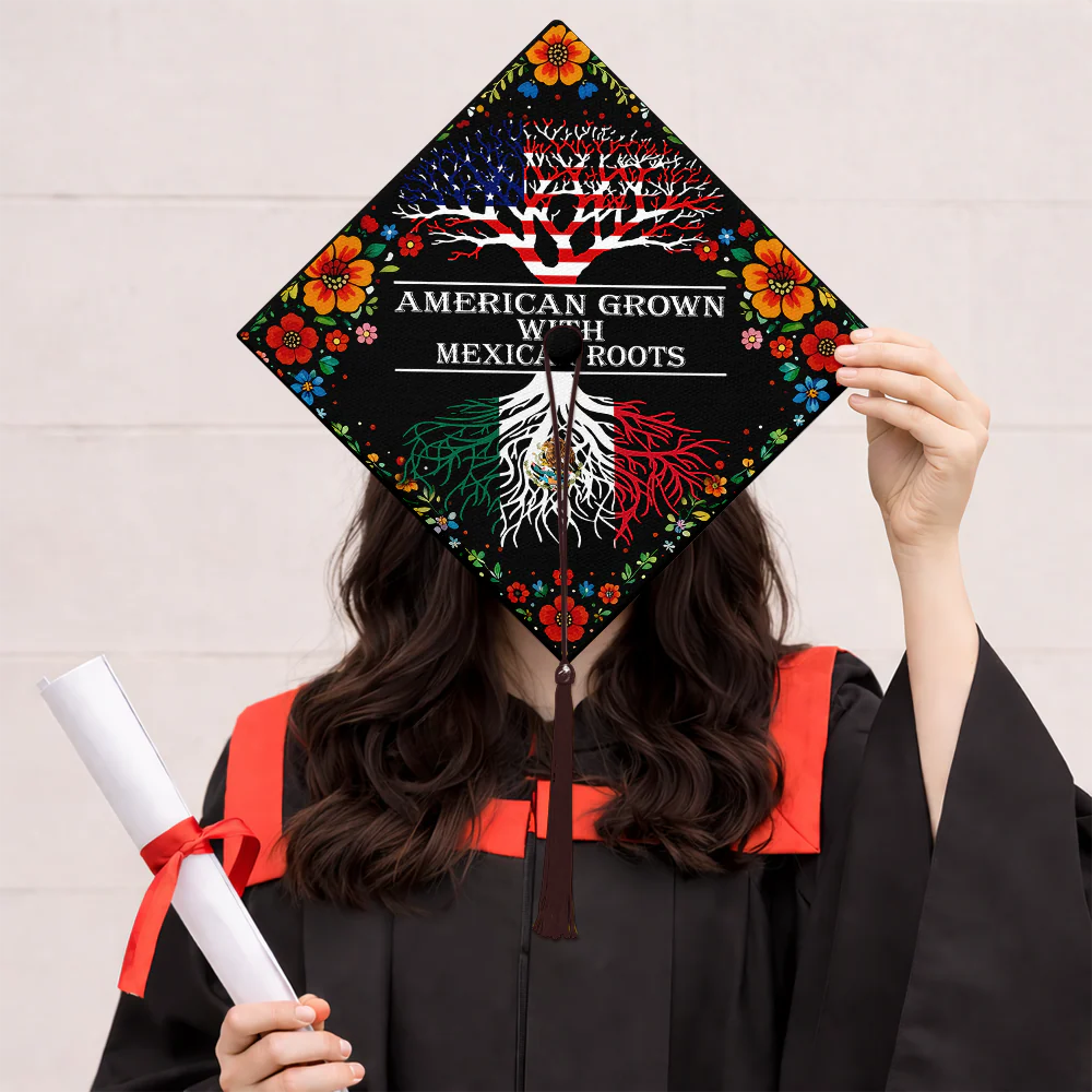 American Grown With Mexican Roots Graduation Cap Topper Decoration TH10 169221 - Image 3