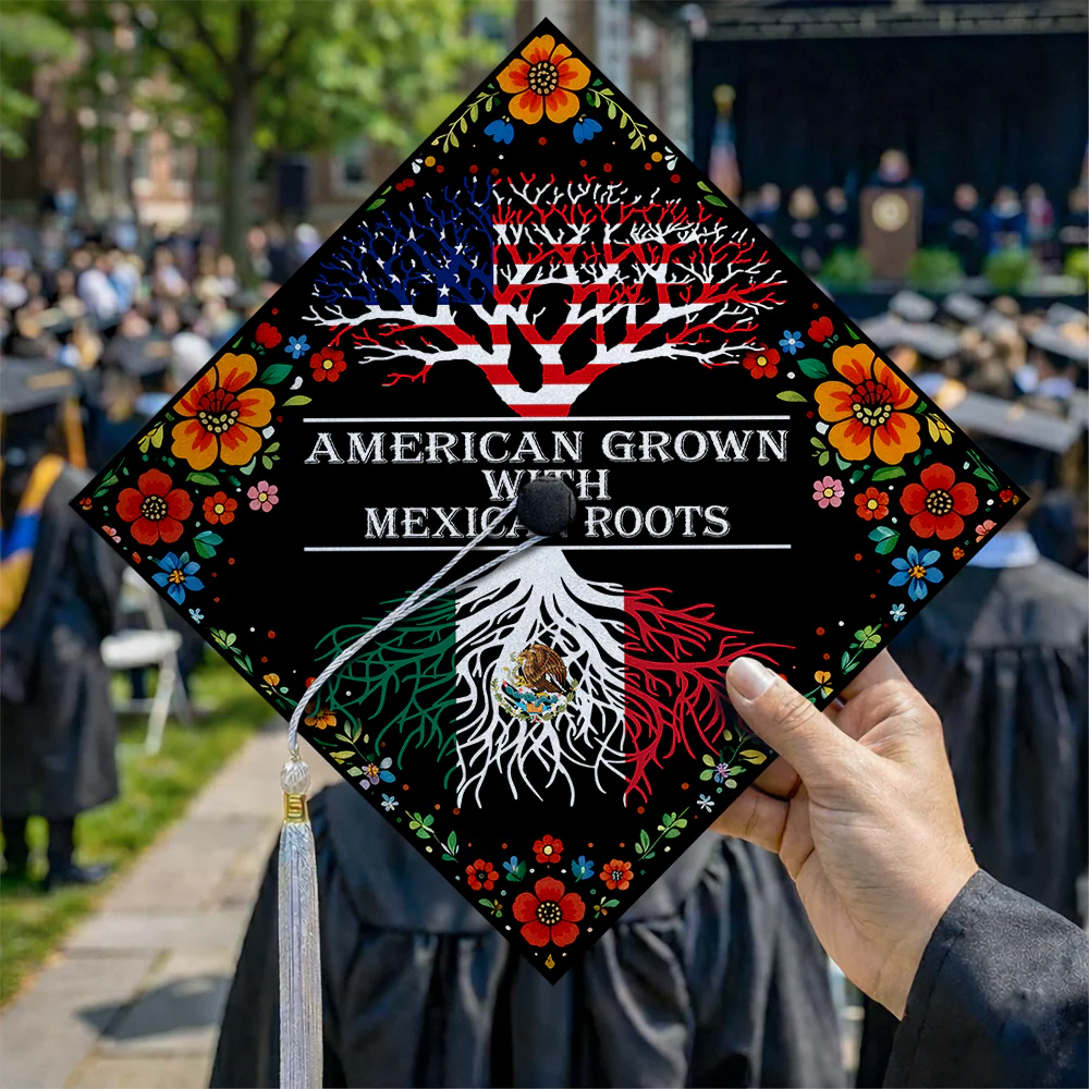American Grown With Mexican Roots Graduation Cap Topper Decoration TH10 169221 - Image 4
