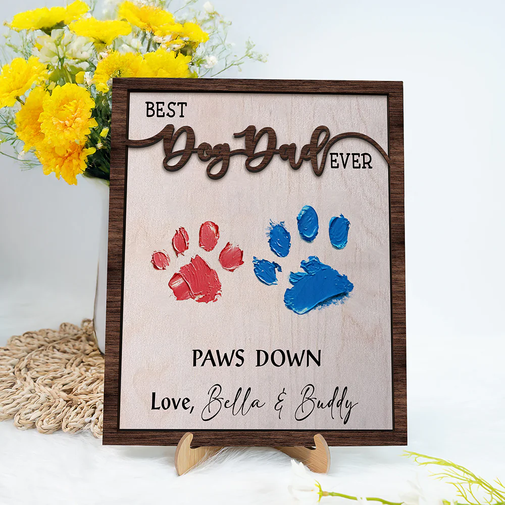 Best Cat Dad Ever Hands Down 2-Layered Wooden Plaque With Stand For Cat Lover TH10 894033 - Image 6