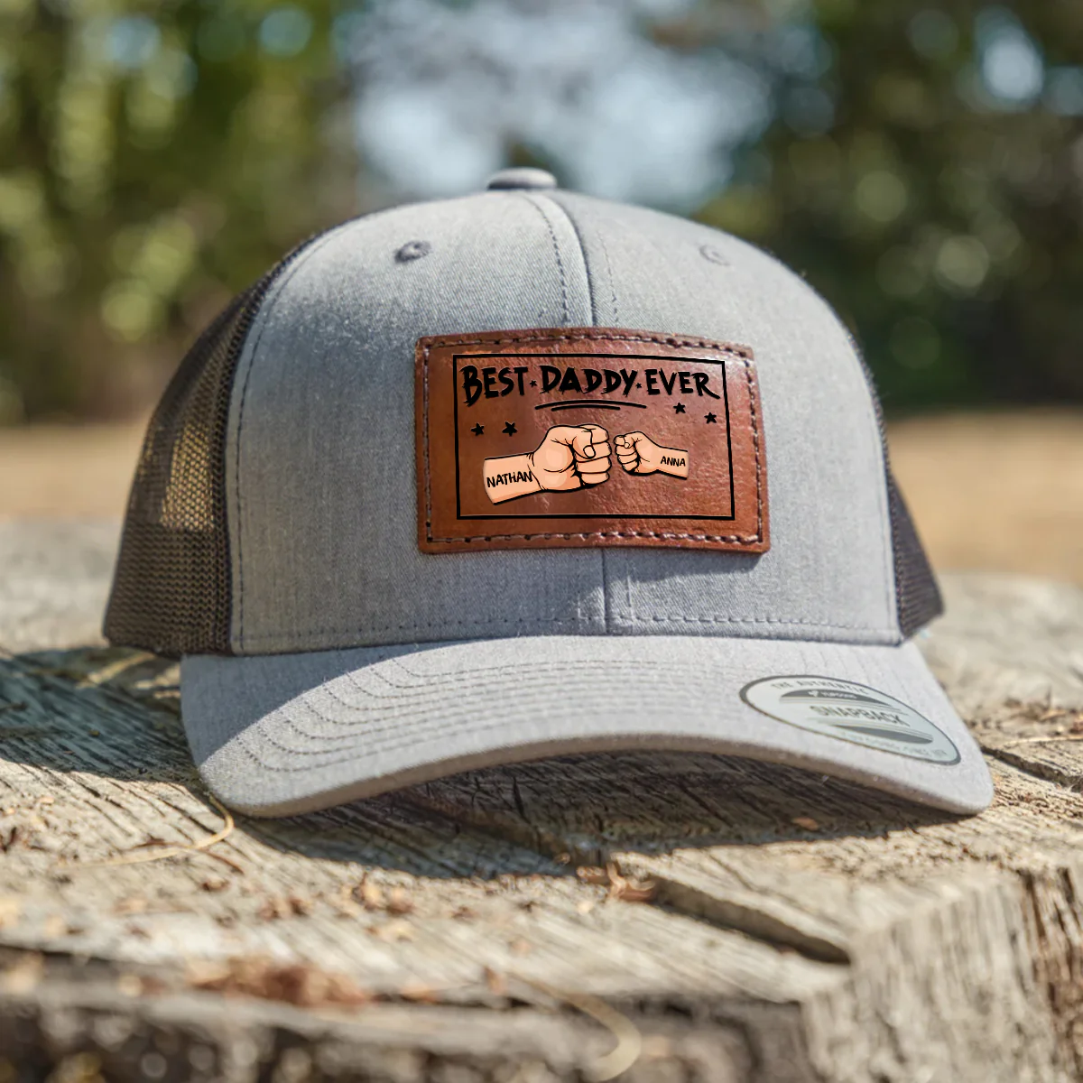 Best Dad Ever - Hands Version - Personalized Leather Patch Hat TH10 892837 - Image 6