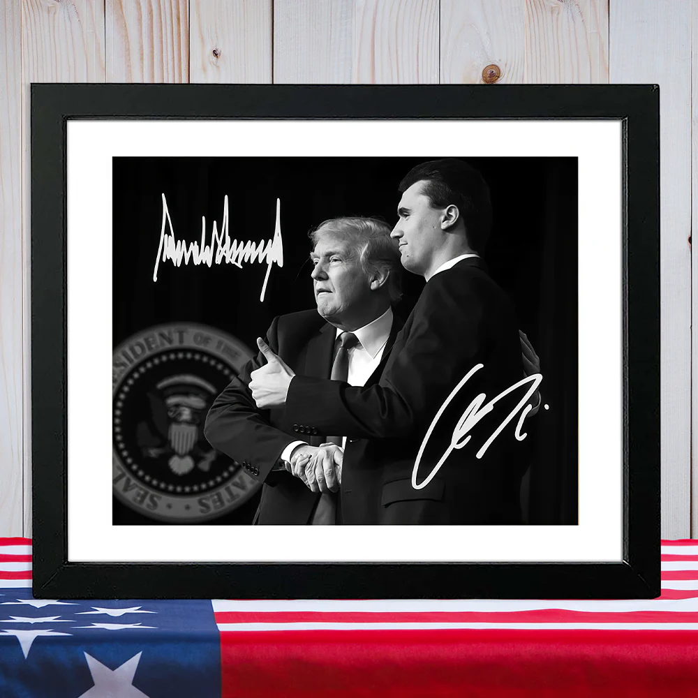 Charlie Kirk With Donald Trump Autographed Signed Picture Frame TH10 64411 - Image 4