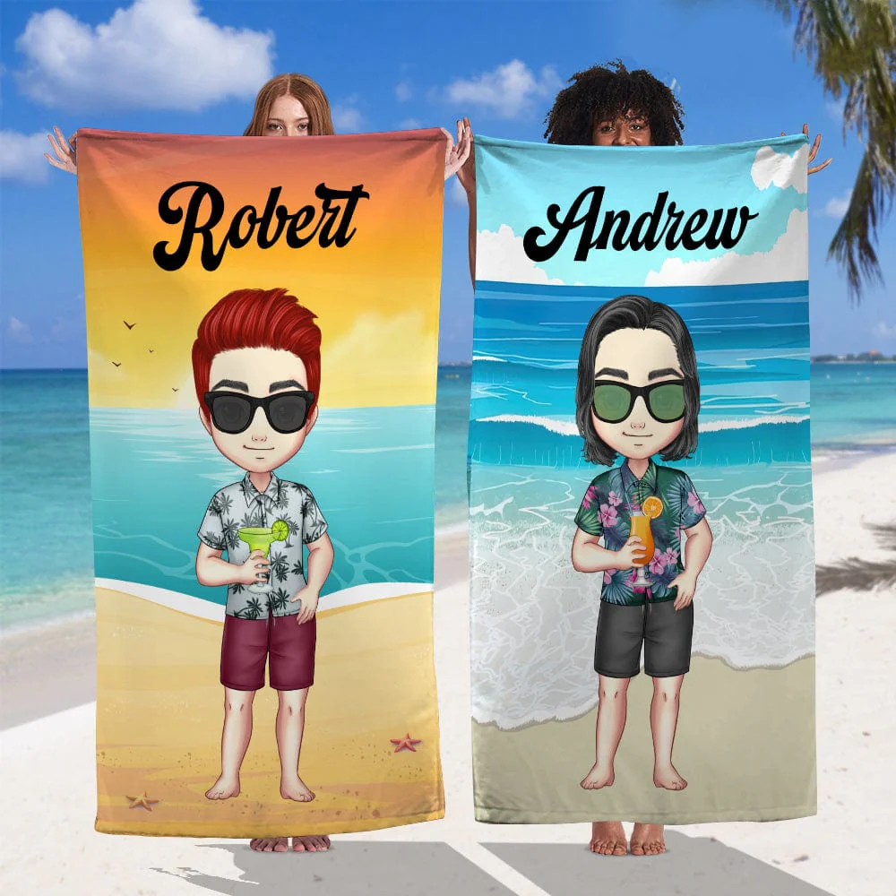 Chibi Lady Beach Towel Personalized Gift TA29 890235 - Image 4