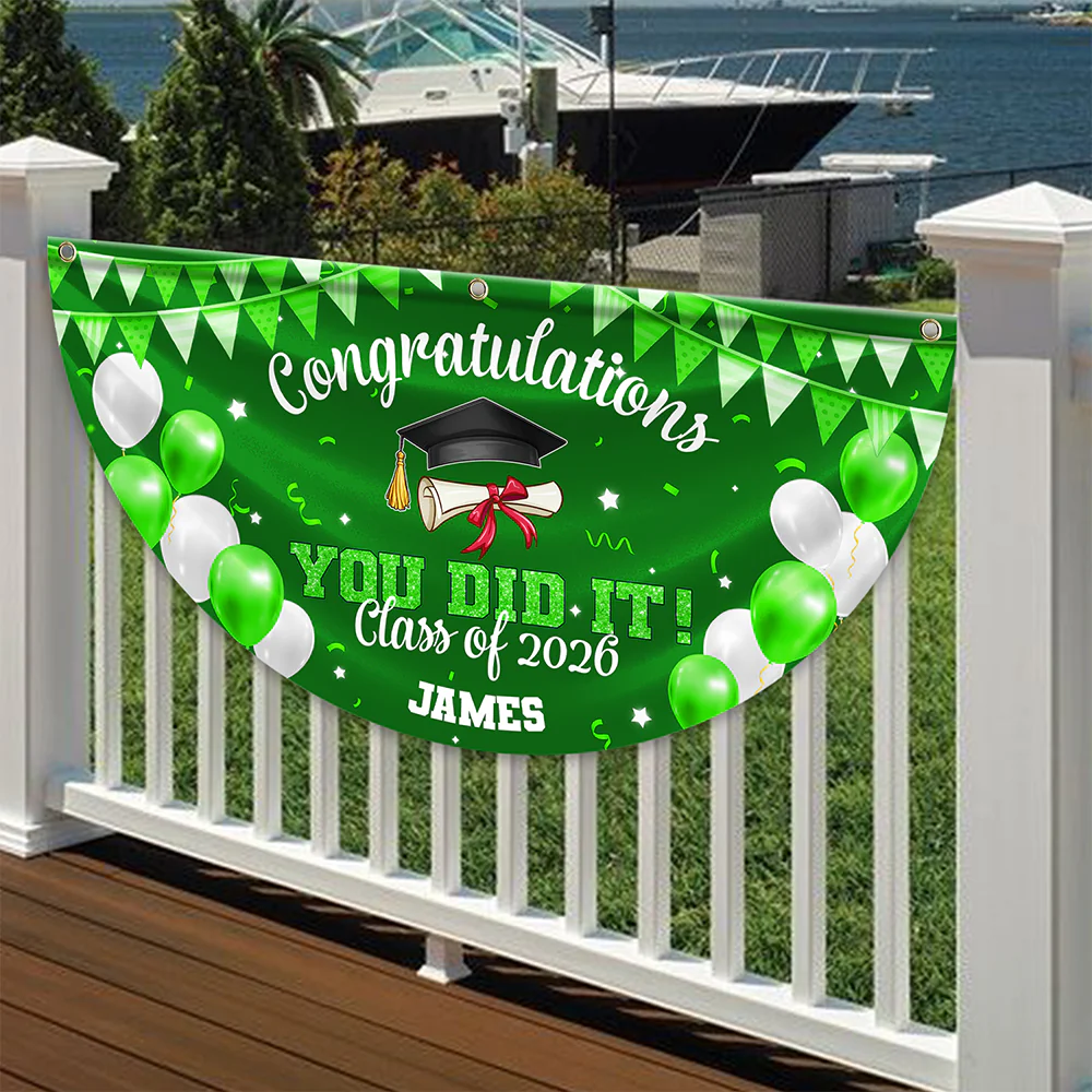 Congratulation You Did It Non-Pleated Fan Flag Graduation's Day TH10 898743 - Image 2
