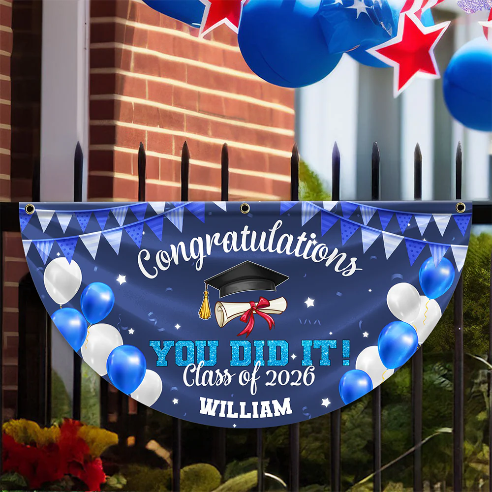 Congratulation You Did It Non-Pleated Fan Flag Graduation's Day TH10 898743 - Image 5