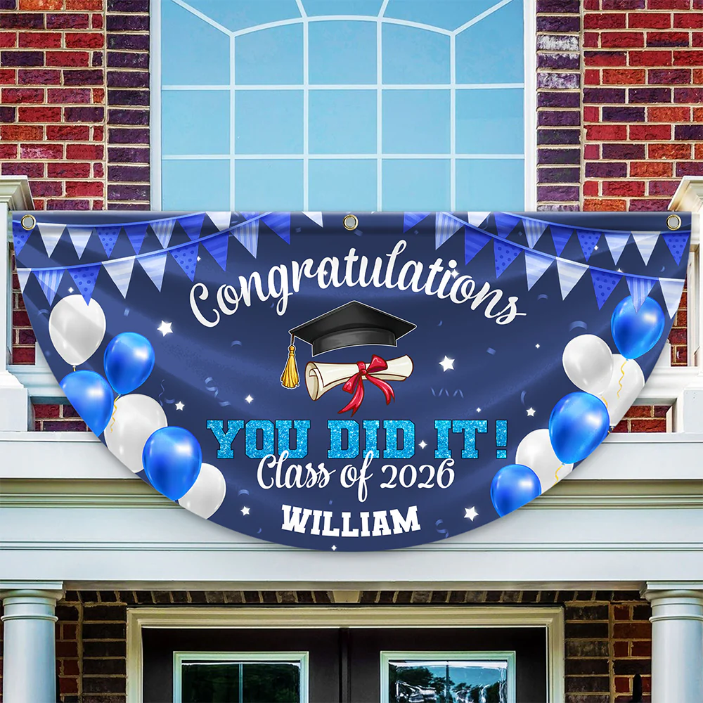 Congratulation You Did It Non-Pleated Fan Flag Graduation's Day TH10 898743 - Image 7