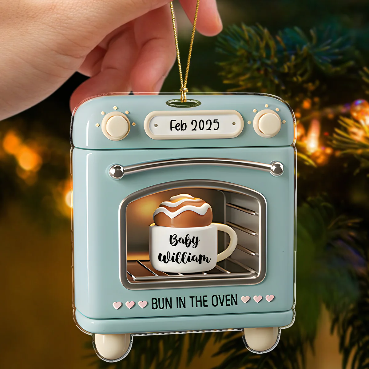 Custom Baby Name Bun In The Oven Acrylic Ornament TH10 896763 - Image 5