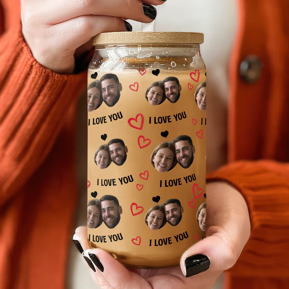 Custom Boyfriend Girlfriend Photo I Love You Glass Can With Lid Valentine's Day TH10 896925 - Image 4