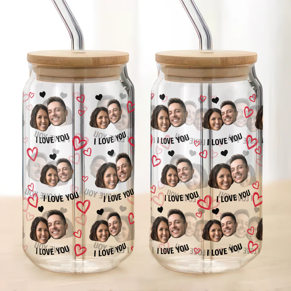 Custom Boyfriend Girlfriend Photo I Love You Glass Can With Lid Valentine's Day TH10 896925 - Image 5