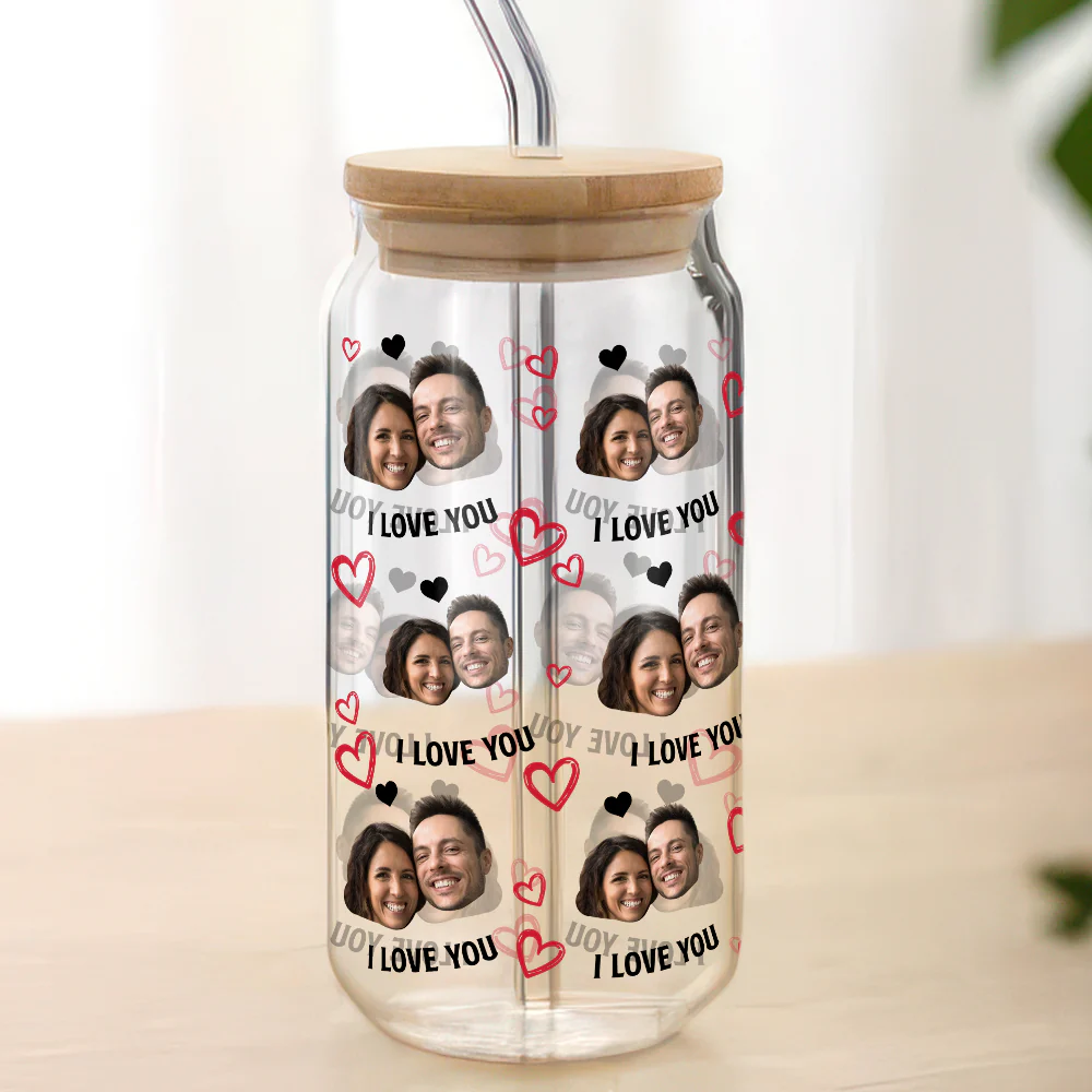 Custom Boyfriend Girlfriend Photo I Love You Glass Can With Lid Valentine's Day TH10 896925 - Image 6