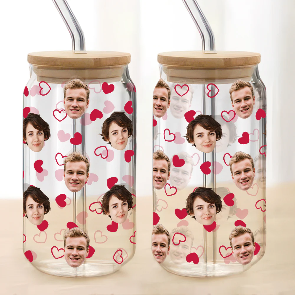 Custom Boyfriend Girlfriend Photo With Heart Glass Can With Lid Valentine's Day TH10 896963 - Image 5