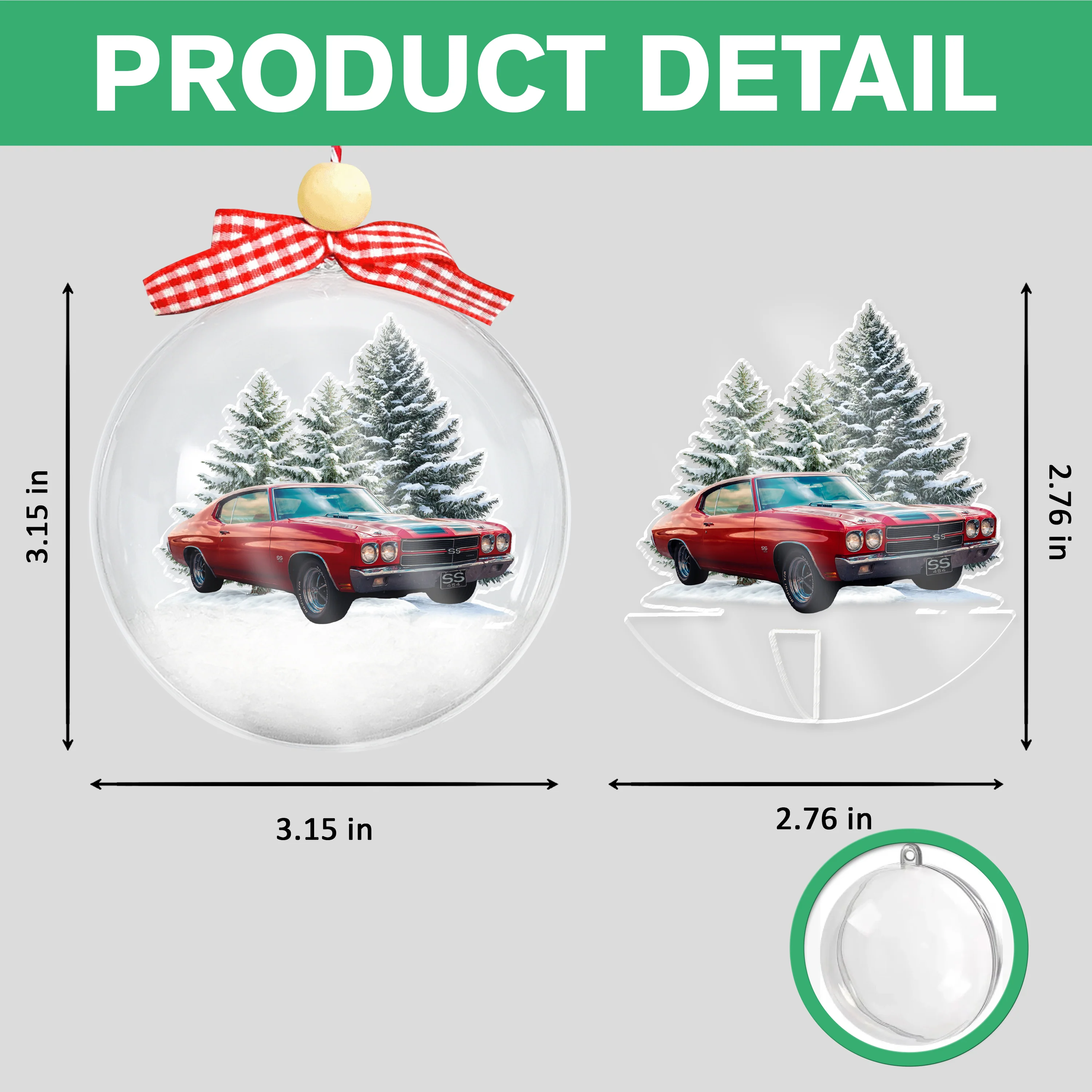 Custom Car Photo Chirtsmas 3D Ball Ornament For Car Lover TH10 896093 - Image 6
