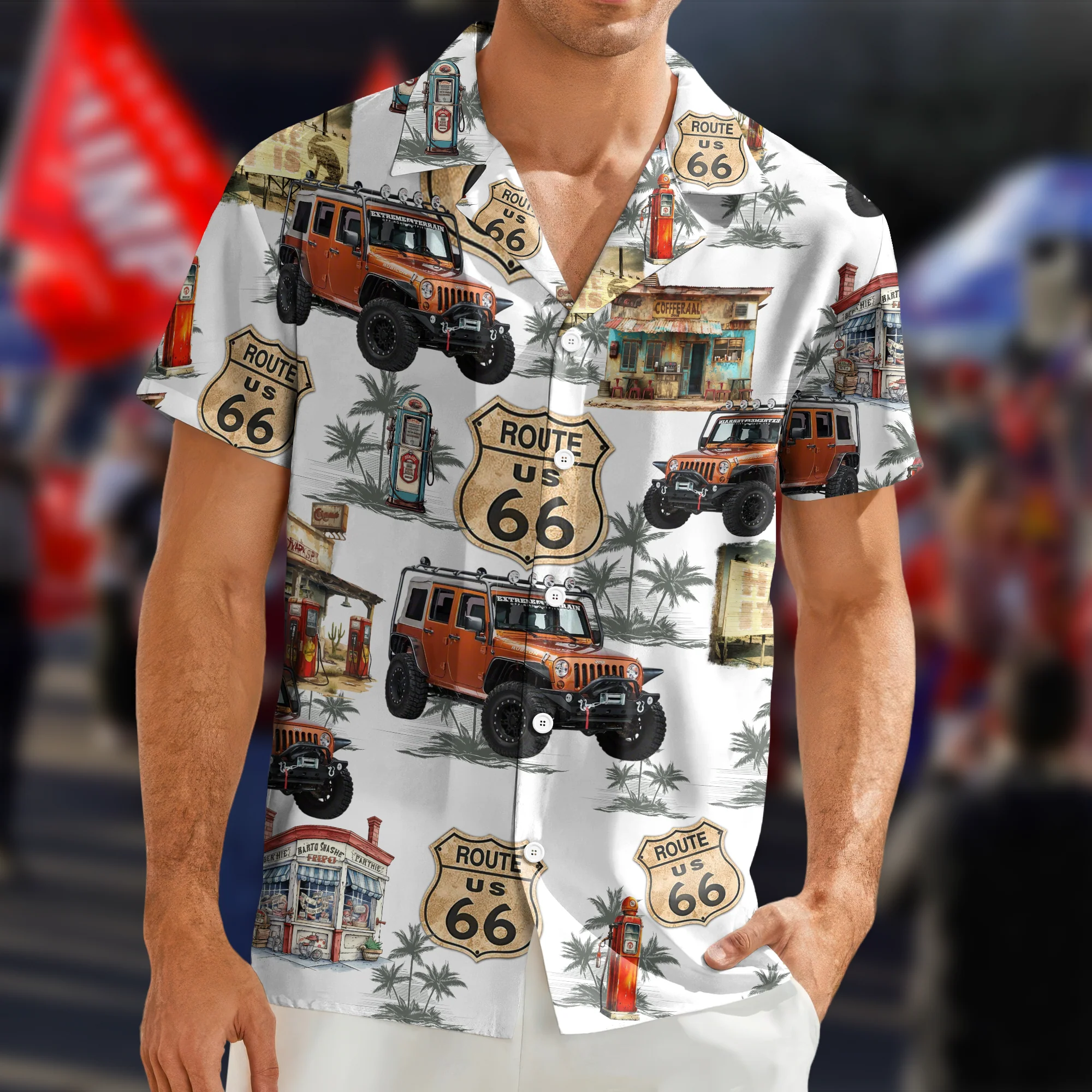 Custom Car Photo Rout 66 Authentic Hawaiian Shirt TH10 892551 - Image 4