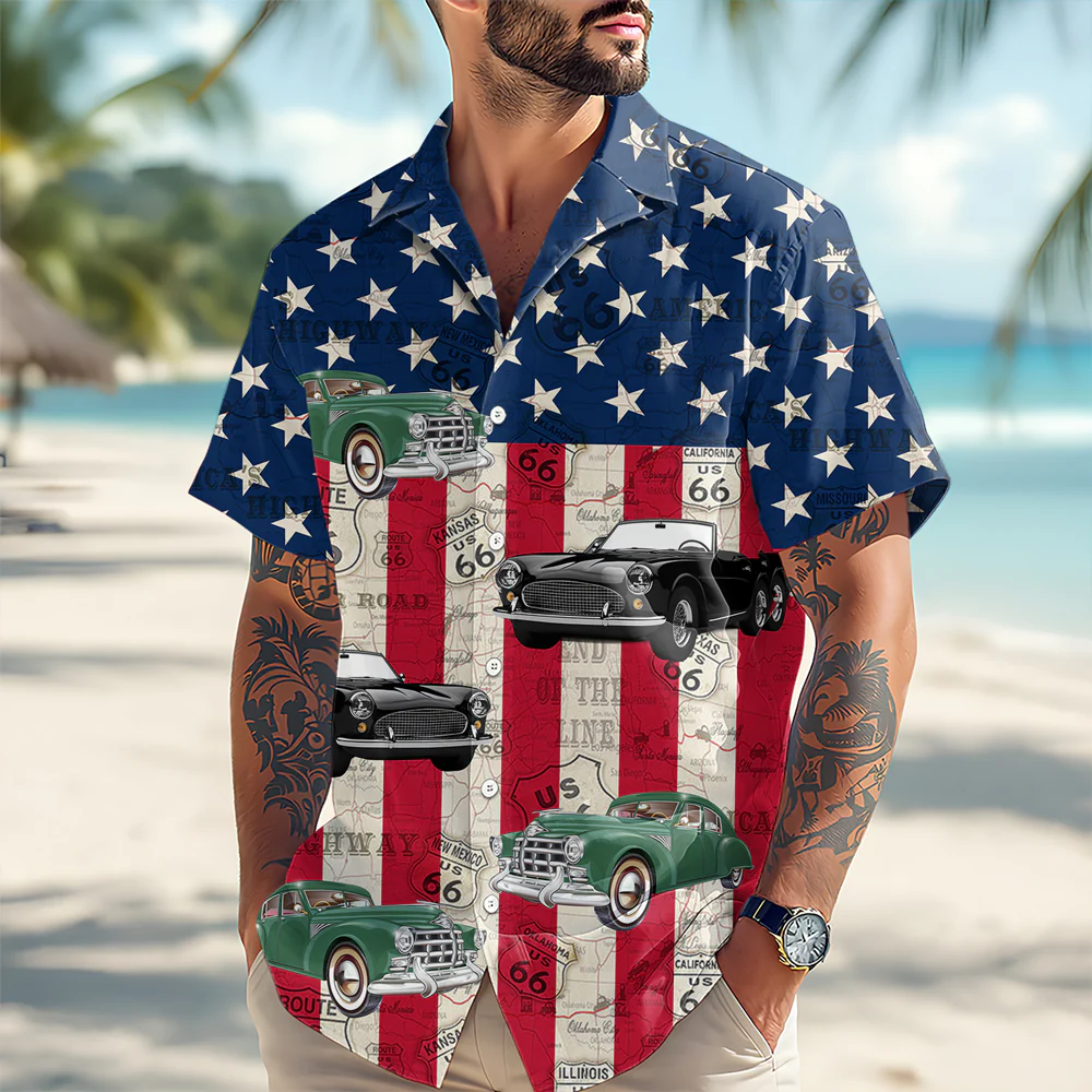 Custom Car Photo With America Flag Hawaii Shirt TH10 894079 - Image 3