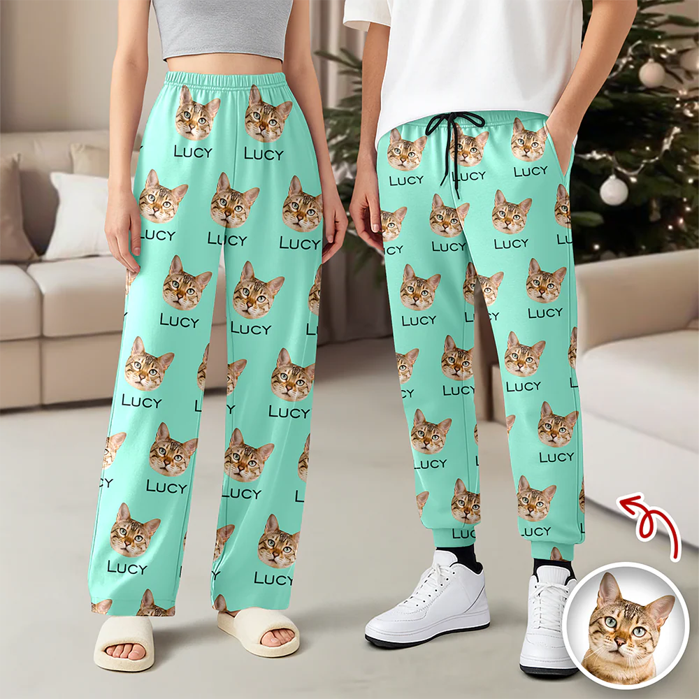 Custom Pet Portrait Pajama Pants – Personalized Dog/Cat/Person Photo & Name Gift TH10 894977 - Image 2