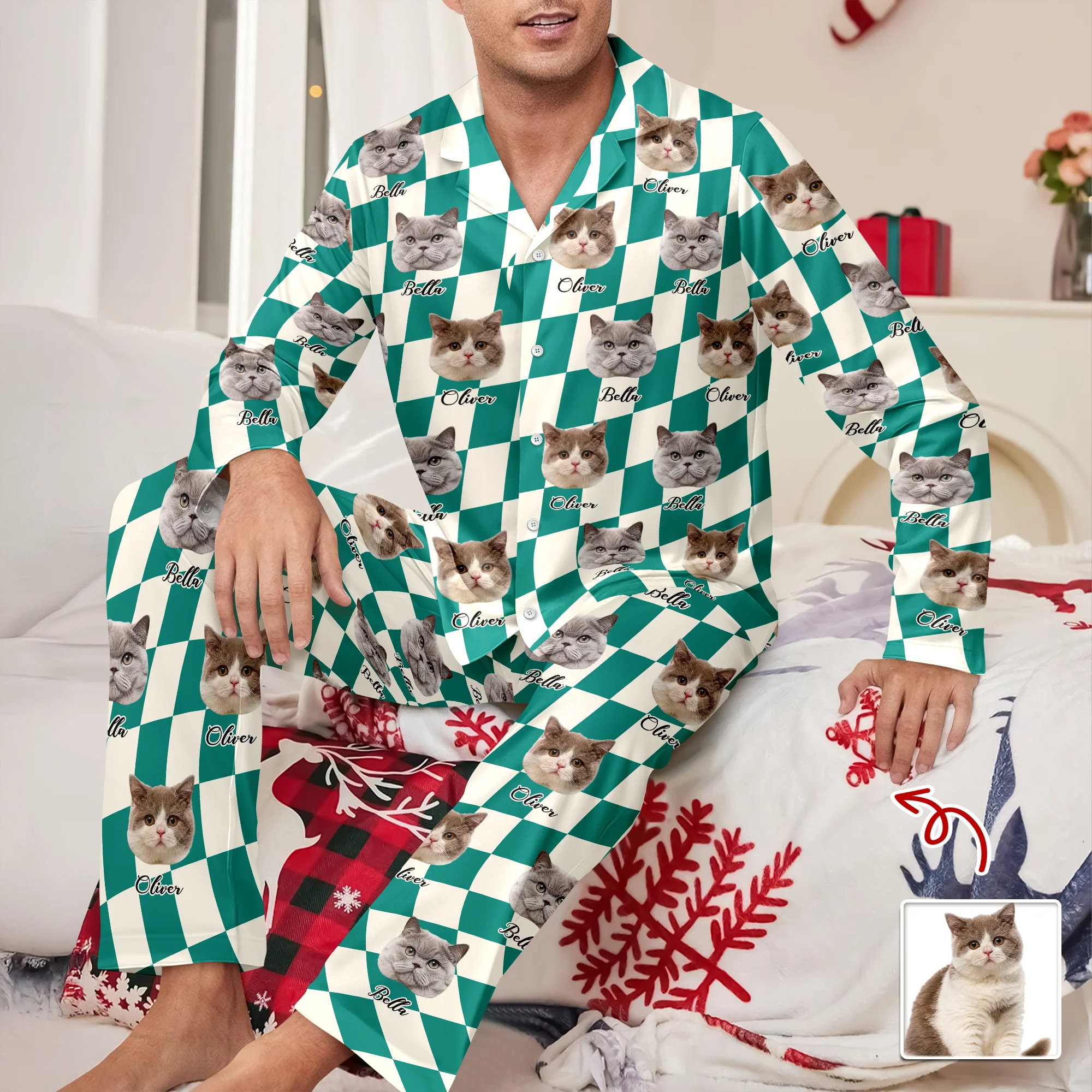 Custom Cat Photo Checker Design For Cat Lover Pajamas TH10 894981 - Image 6