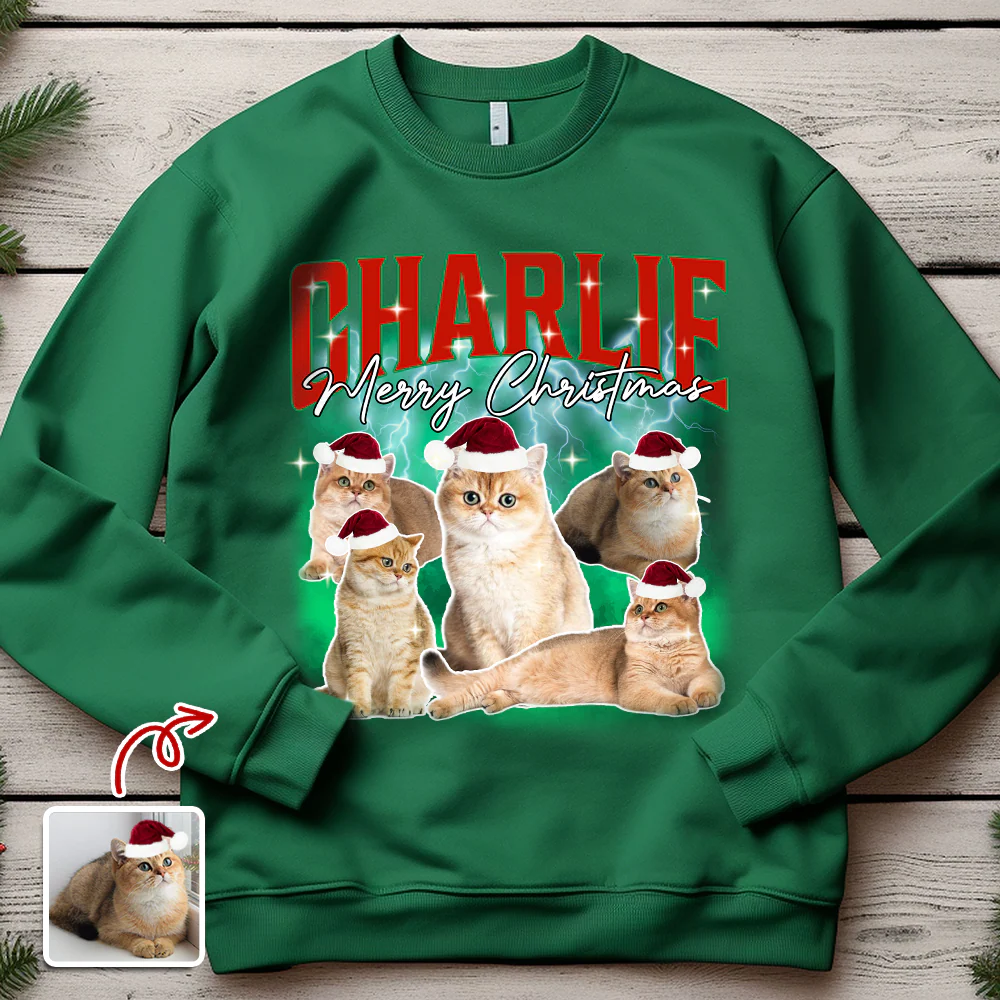 Custom Cat Photo Christmas Sweatshirt TH10 896271 - Image 3