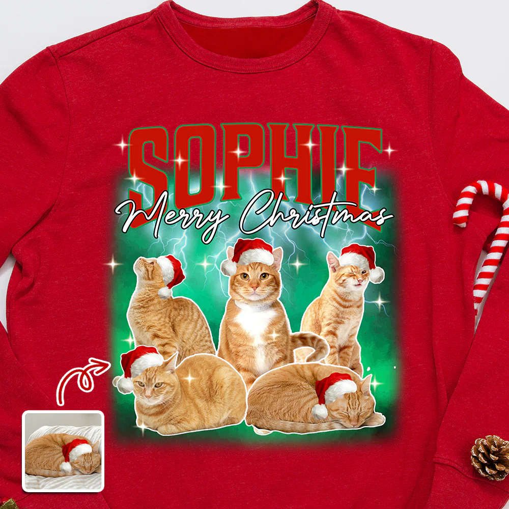 Custom Cat Photo Christmas Sweatshirt TH10 896271 - Image 4