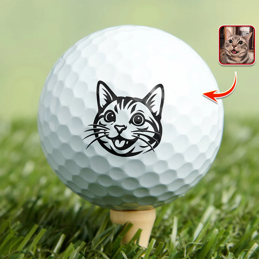 Custom Cat Photo Golf Ball Stamp Box, Golf Club Gift, Golf Lovers Gift TH10 896935 - Image 5