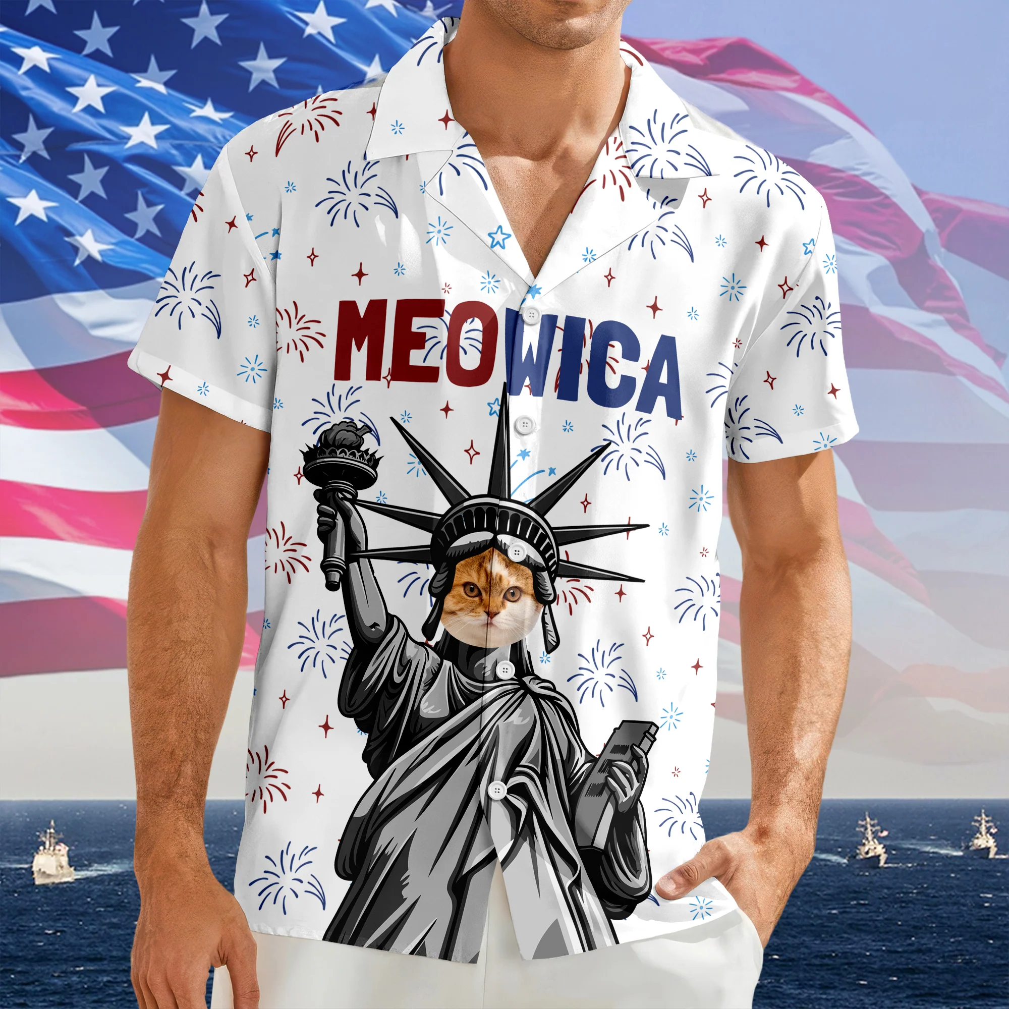 Custom Cat Photo Meowica Hawaii Shirt TH10 169433
