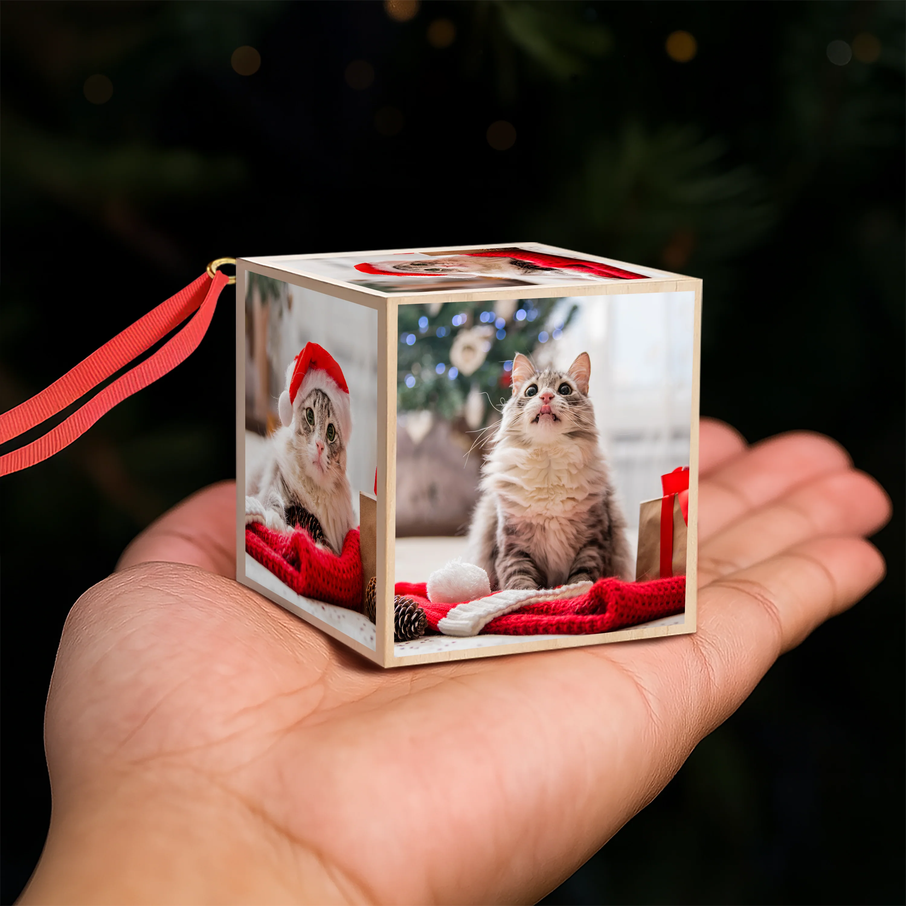 Custom Cat Photo Merry Christmas Cube Ornament For Cat Lover TH10 894611 - Image 8