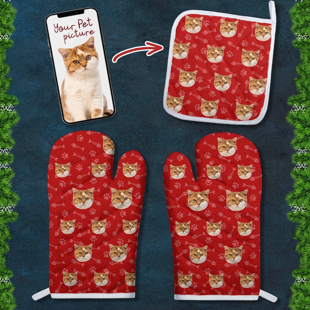 Custom Cat Photo Paw Pattern Oven Mitt K228 889865