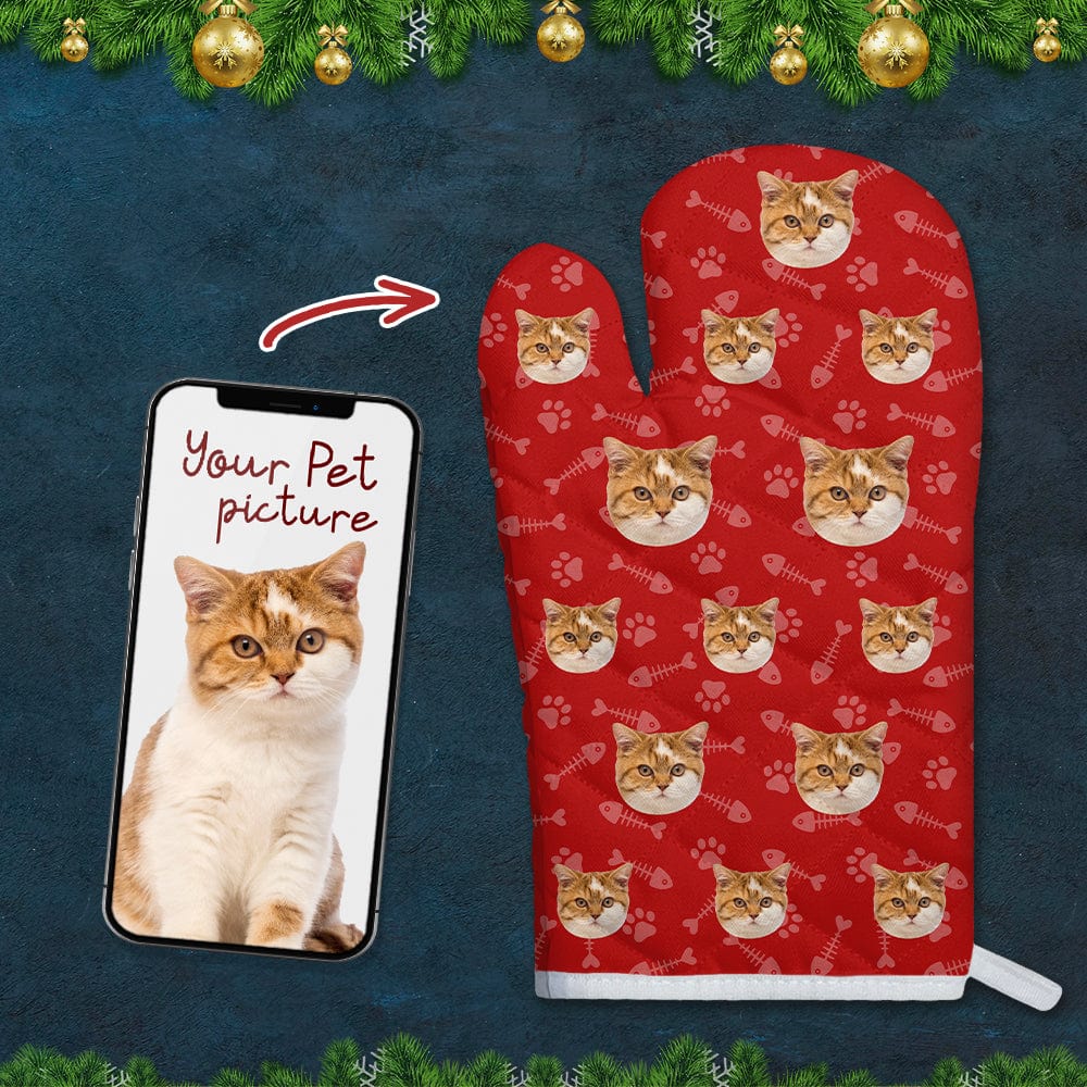 Custom Cat Photo Paw Pattern Oven Mitt K228 889865 - Image 3