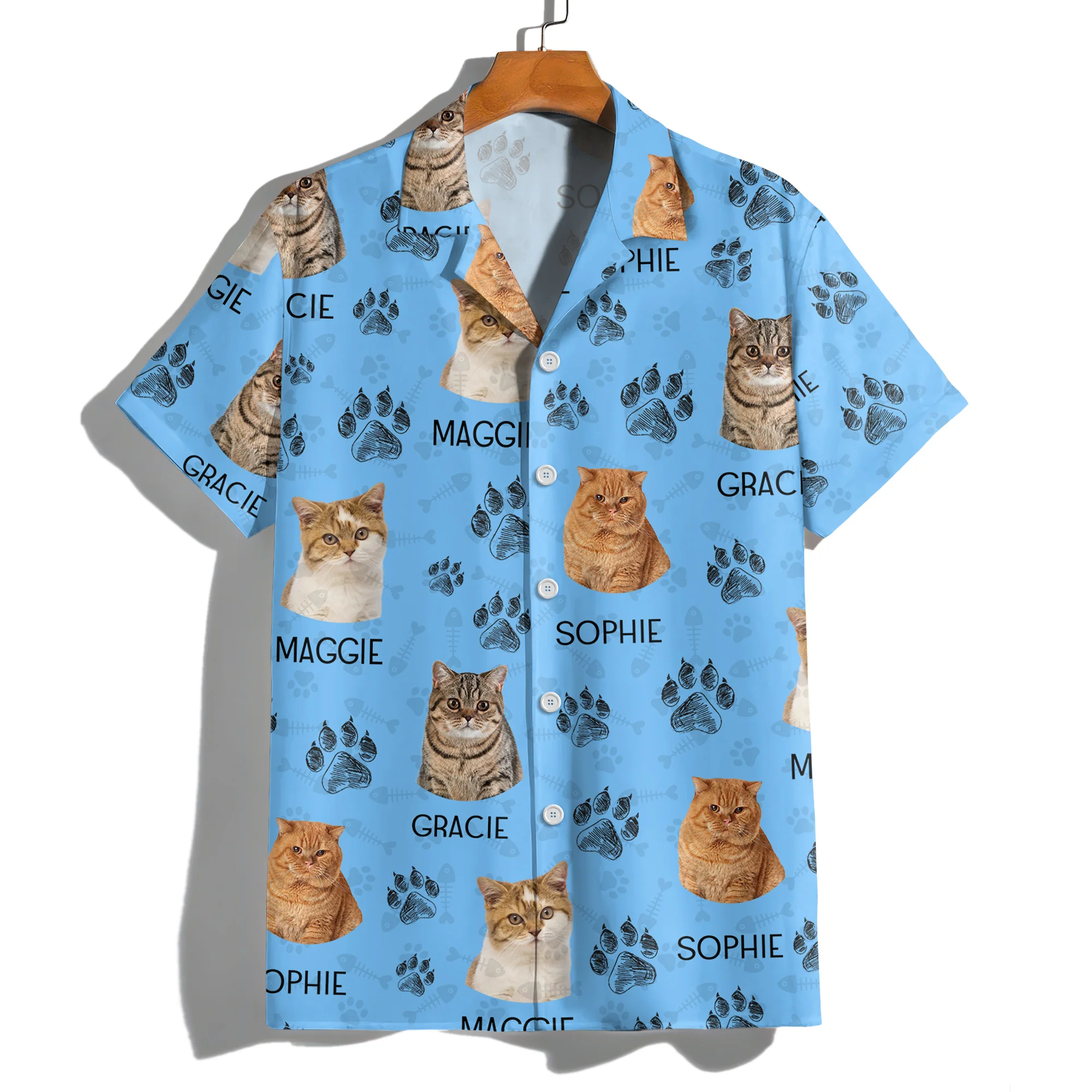 Custom Cat Photo With Paw Pattern Hawaii Shirt For Cat Lover TH10 894125 - Image 4