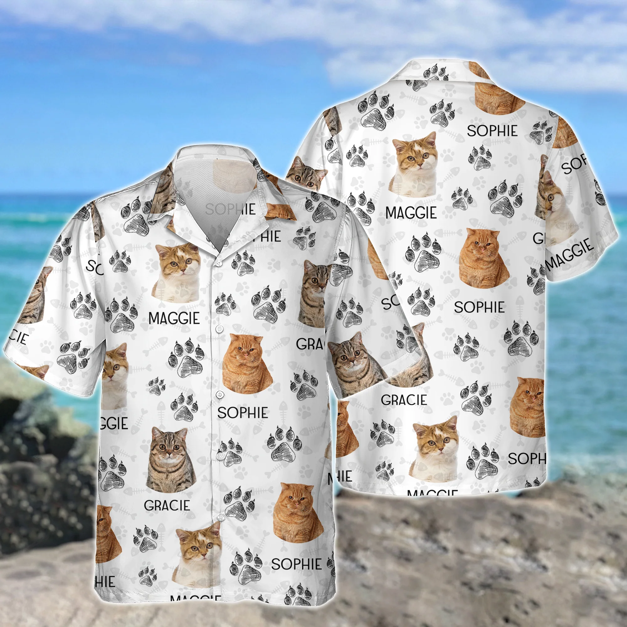 Custom Cat Photo With Paw Pattern Hawaii Shirt For Cat Lover TH10 894125 - Image 6