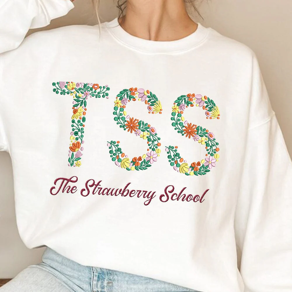 Custom College Floral Embroidered Sweatshirt TH10 891679 - Image 3