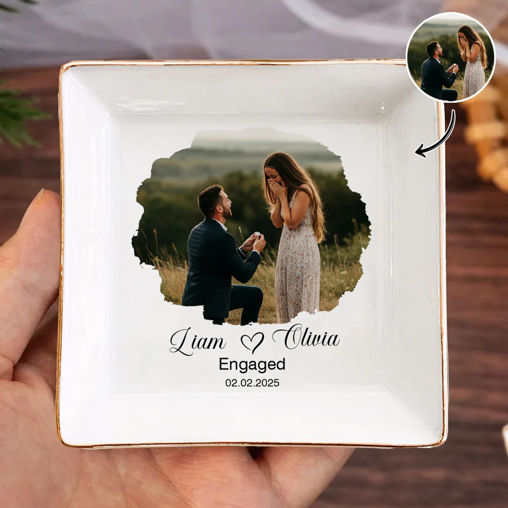Custom Couple Photo For Engaged Ring Dish TH10 896969 - Image 2