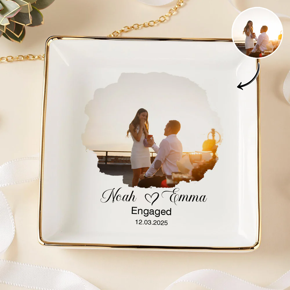 Custom Couple Photo For Engaged Ring Dish TH10 896969 - Image 3