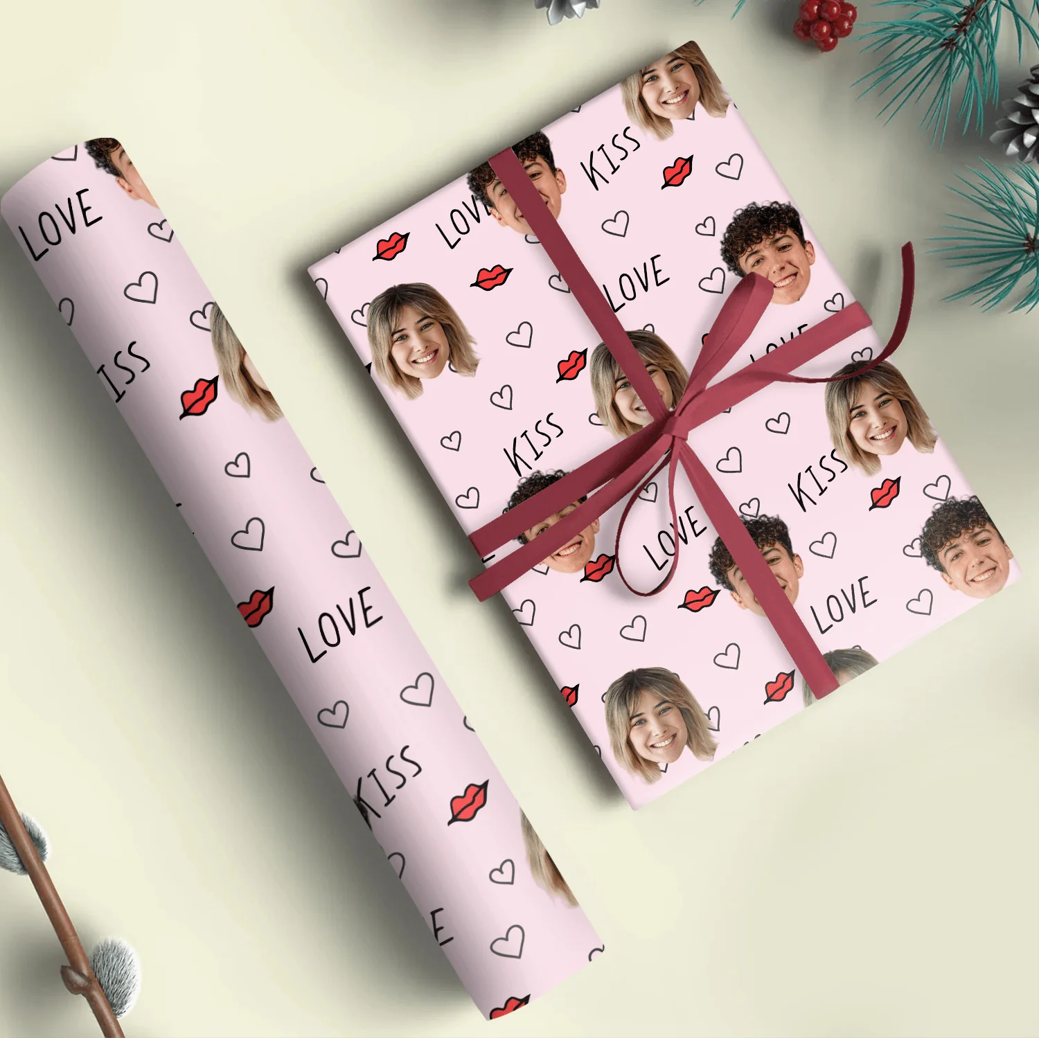 Custom Couple Photo Love And Kiss Wrapping Paper For Valentine Gift TH10 892183 - Image 2