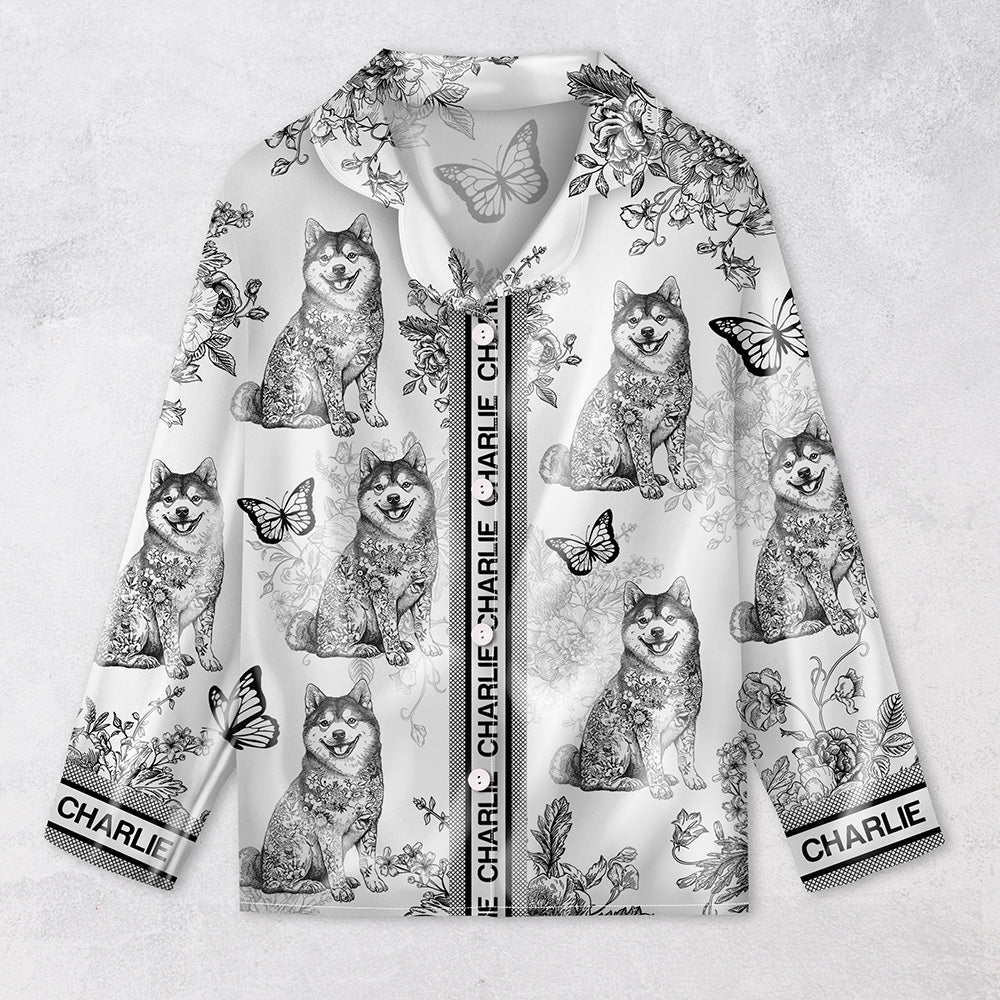 Custom Dog Breeds Chinoiserie Toile De Jouy Style Personalized Satin Pajamas TH10 894401 - Image 10