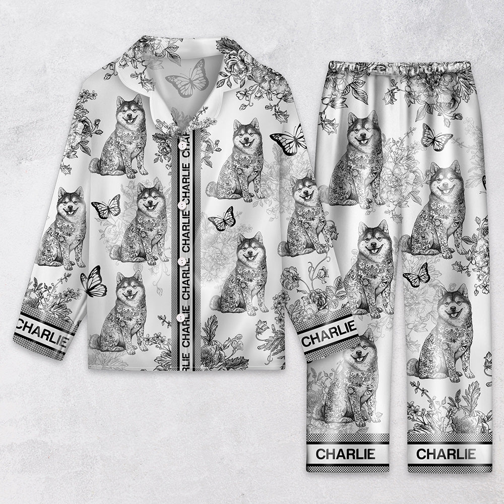 Custom Dog Breeds Chinoiserie Toile De Jouy Style Personalized Satin Pajamas TH10 894401 - Image 11