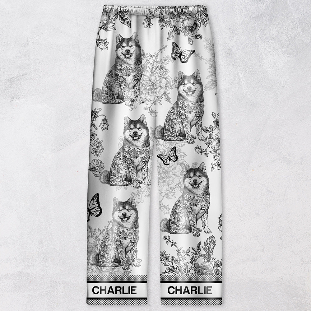 Custom Dog Breeds Chinoiserie Toile De Jouy Style Personalized Satin Pajamas TH10 894401 - Image 12