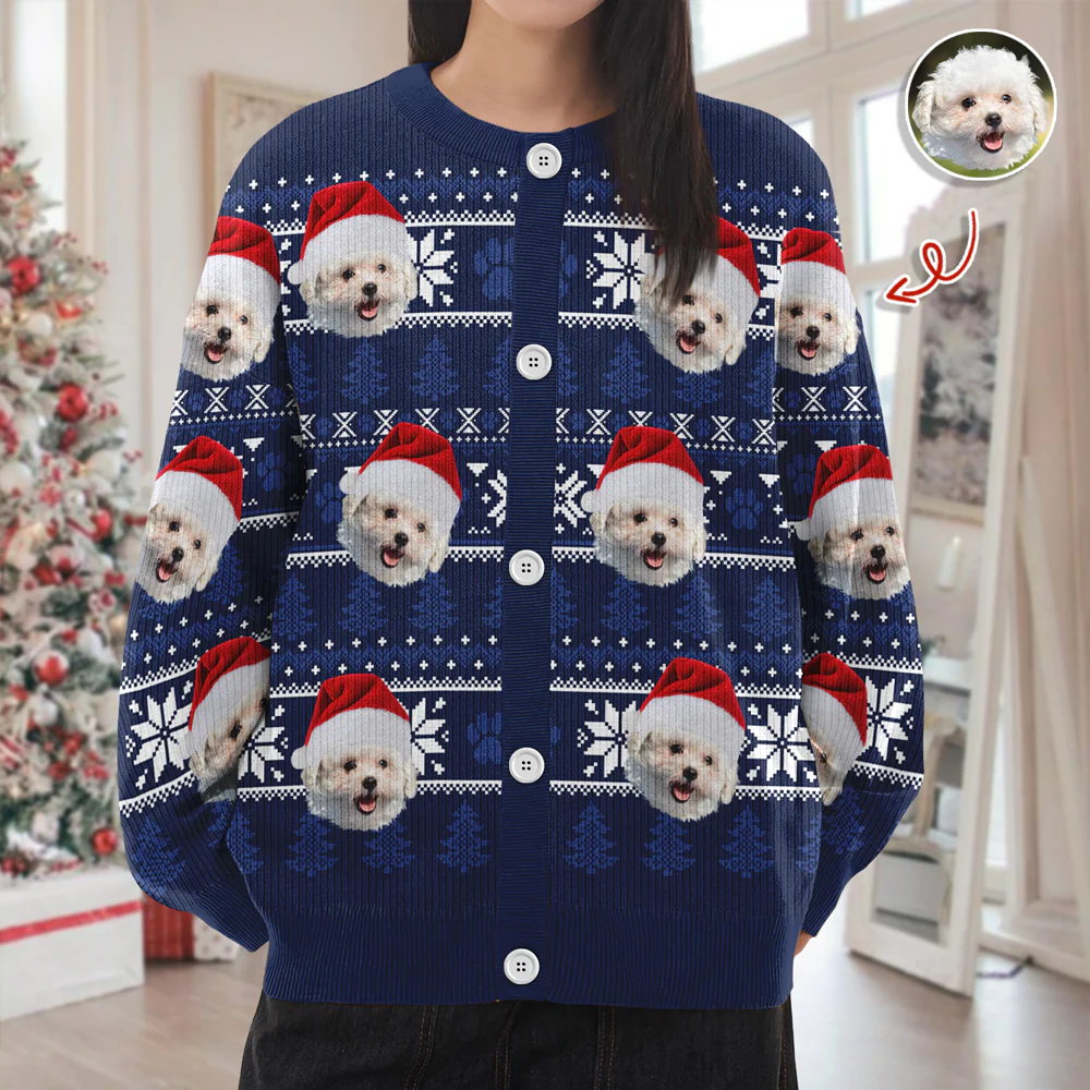 Custom Dog Cat Face Photo Ugly Cardigan For Dog/Cat Lover TH10 896585 - Image 2
