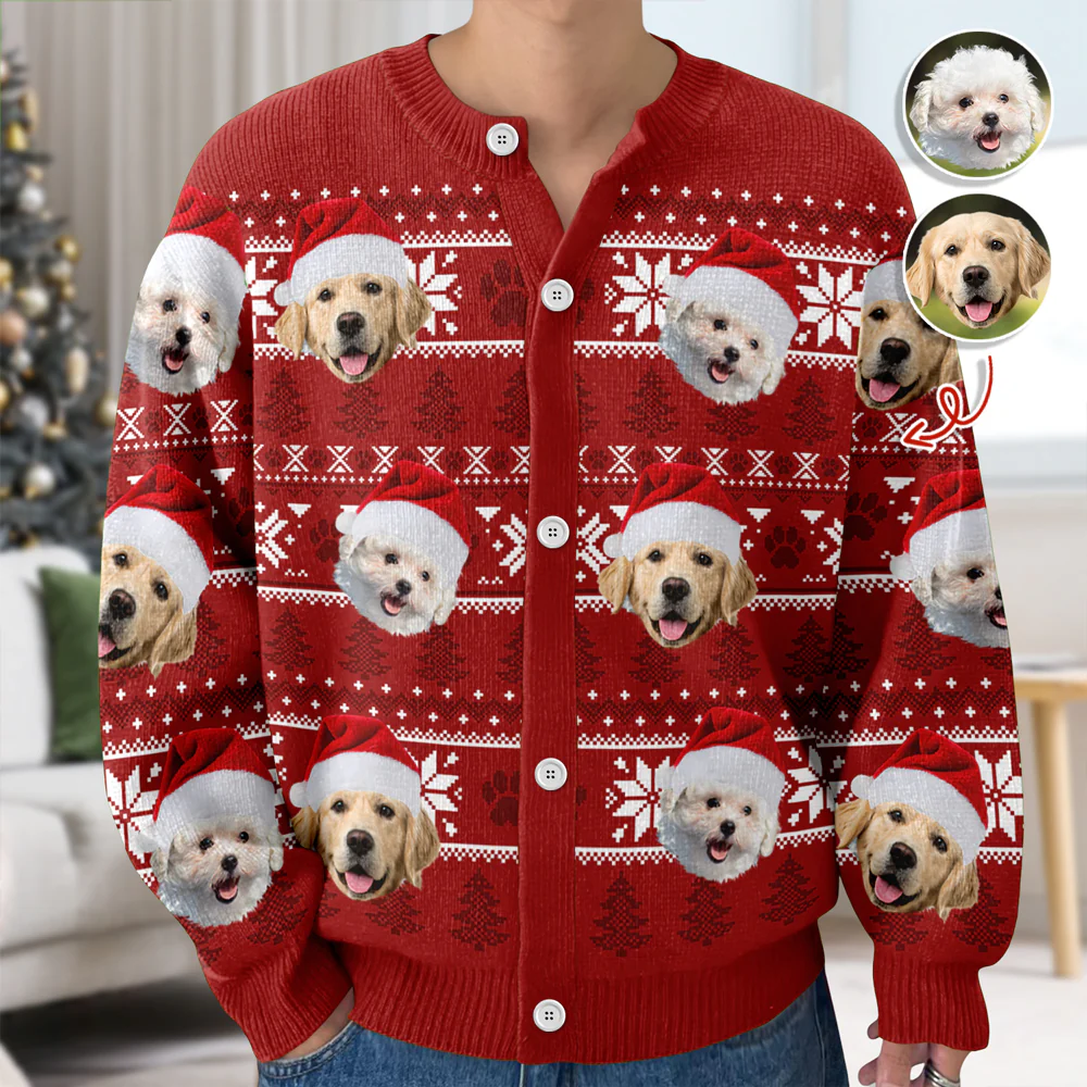 Custom Dog Cat Face Photo Ugly Cardigan For Dog/Cat Lover TH10 896585 - Image 3