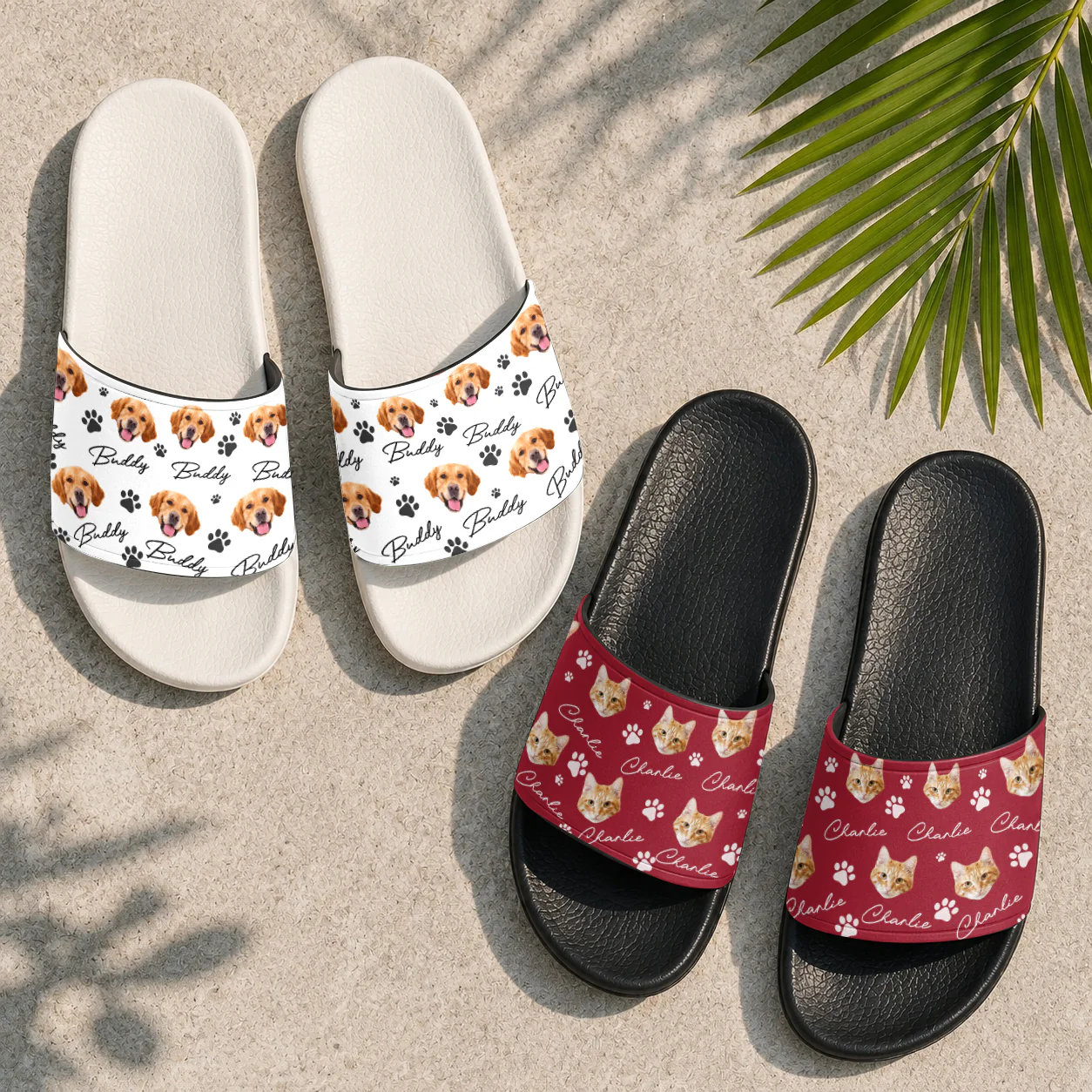 Custom Dog Cat Photo And Name - Slide Sandals Personalized Gift For Pet Lovers TH10 170021