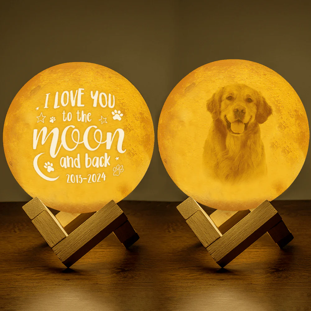 Custom Dog Photo I Love You To The Moon And Back Memorial Moon Lamp TH10 892419