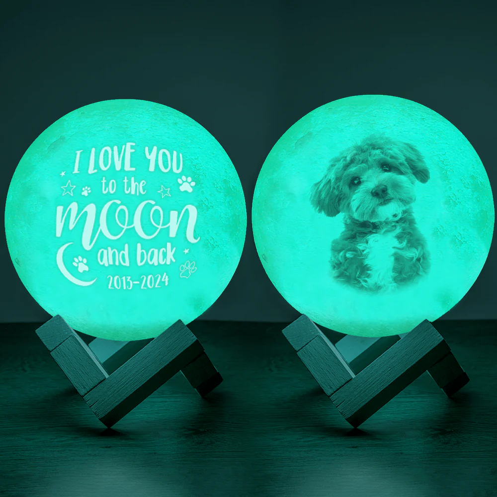 Custom Dog Photo I Love You To The Moon And Back Memorial Moon Lamp TH10 892419 - Image 3