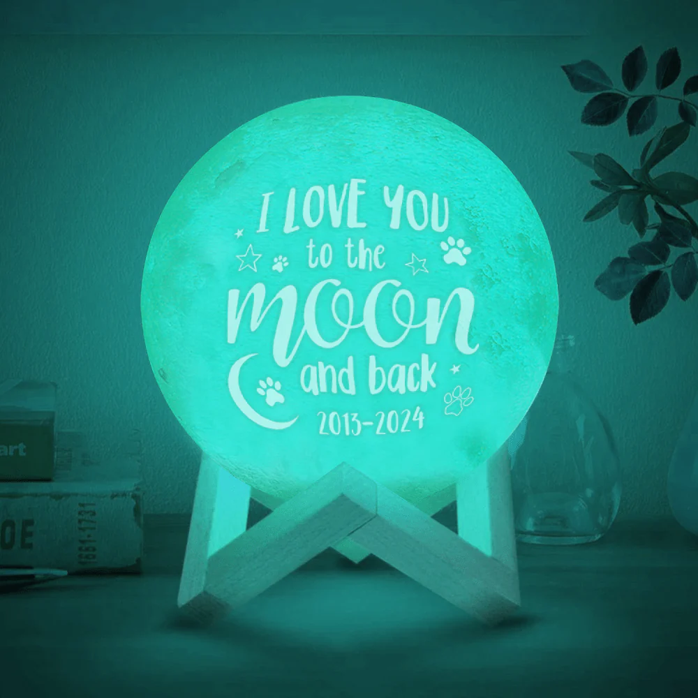 Custom Dog Photo I Love You To The Moon And Back Memorial Moon Lamp TH10 892419 - Image 4