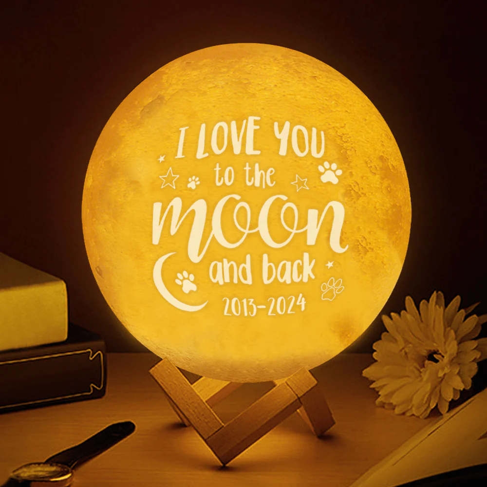 Custom Dog Photo I Love You To The Moon And Back Memorial Moon Lamp TH10 892419 - Image 5