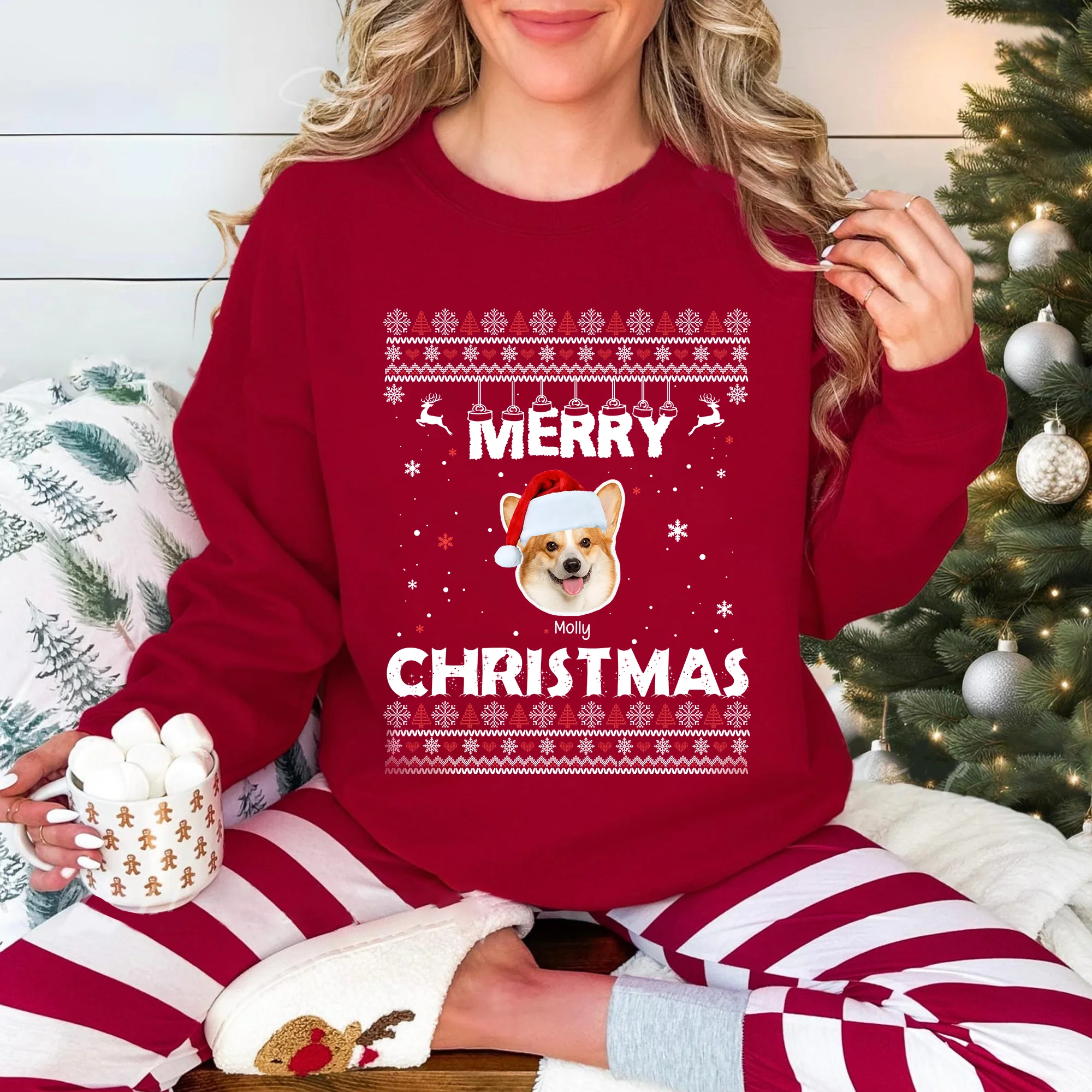 Custom Dog Cat Photo Merry Christmas Sweatshirt TH10 896065 - Image 6