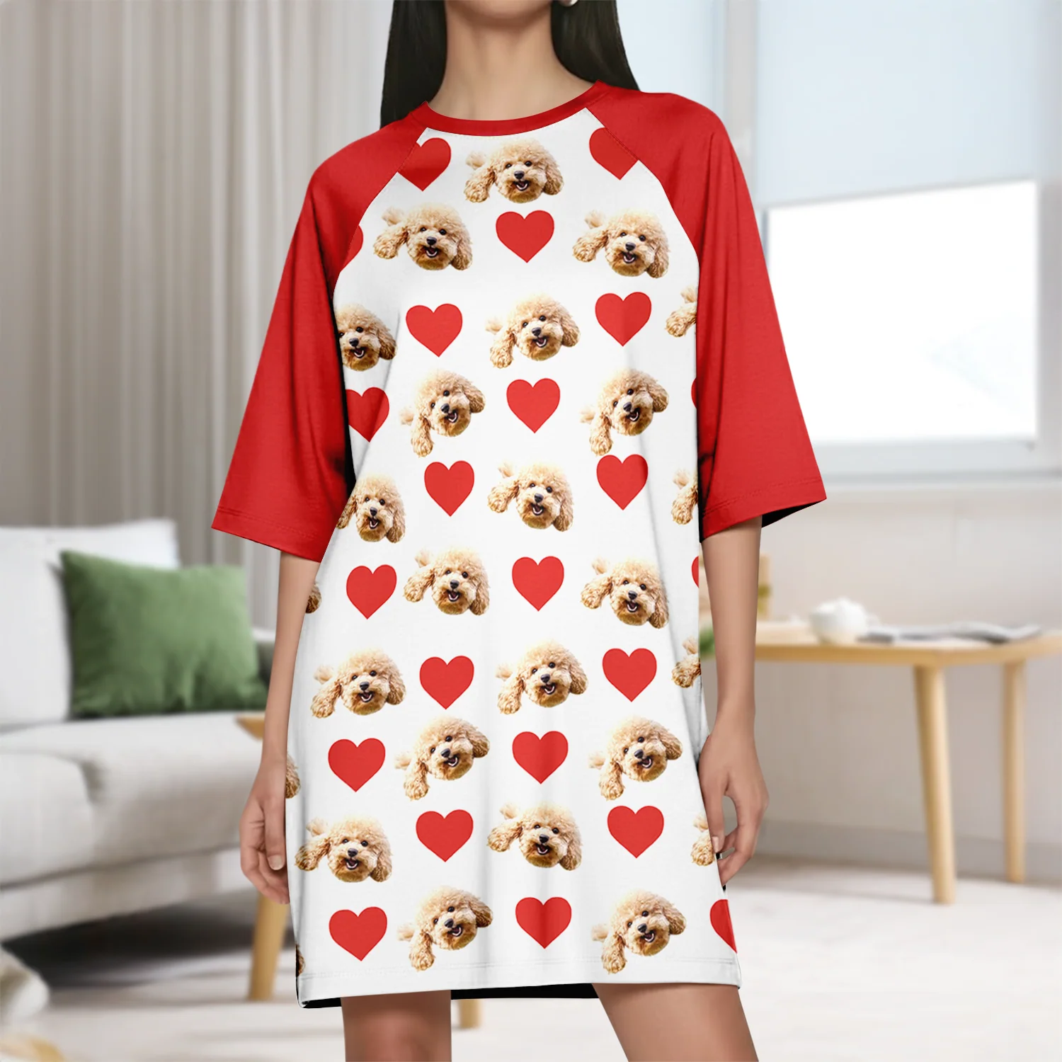 Custom Dog Cat Photo With Icon Raglan Nightgown Gift For Mom TH10 169479 - Image 3
