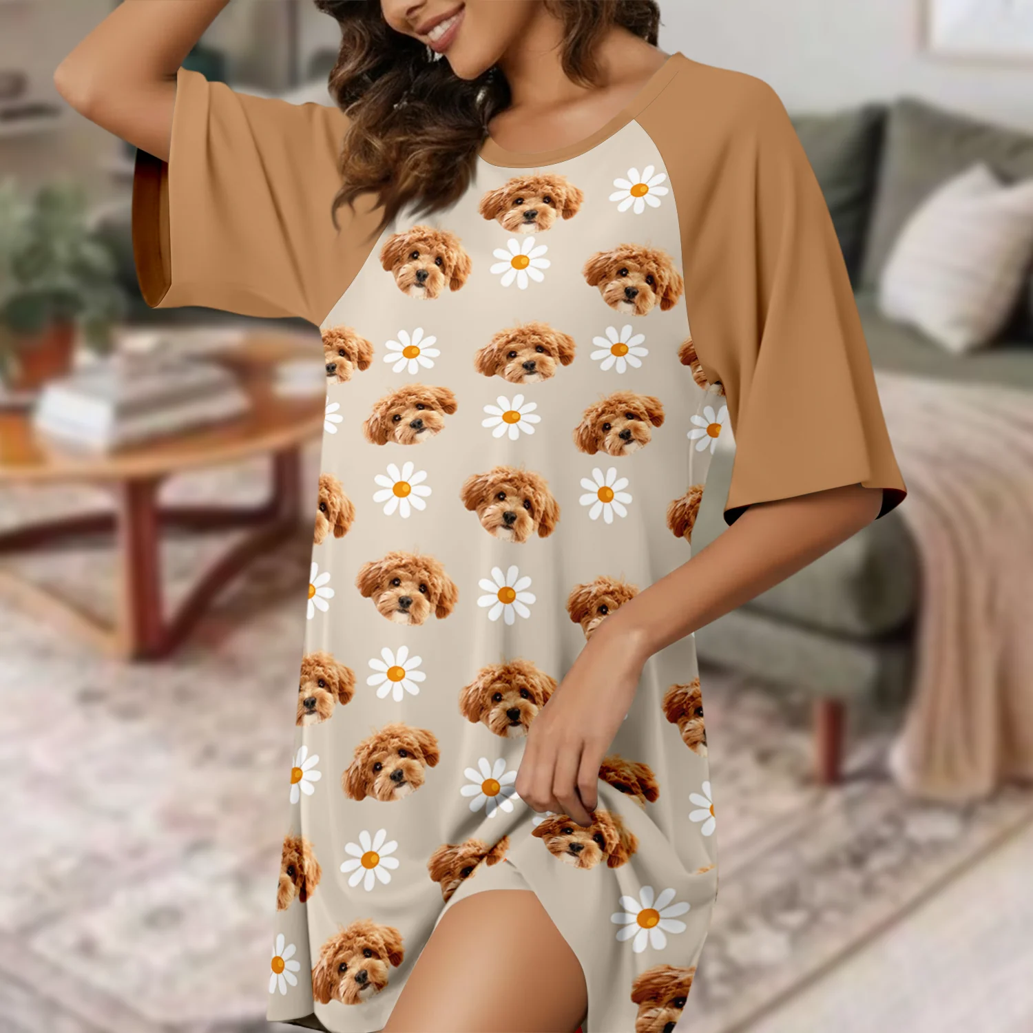 Custom Dog Cat Photo With Icon Raglan Nightgown Gift For Mom TH10 169479 - Image 4