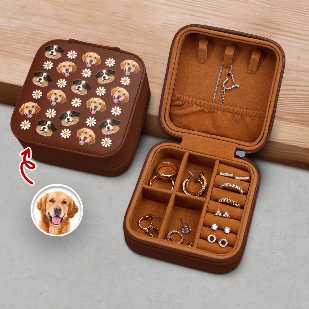 Custom Dog Cat Photo With Icon Travel Jewelry Box Gift For Mom TH10 169487 - Image 3