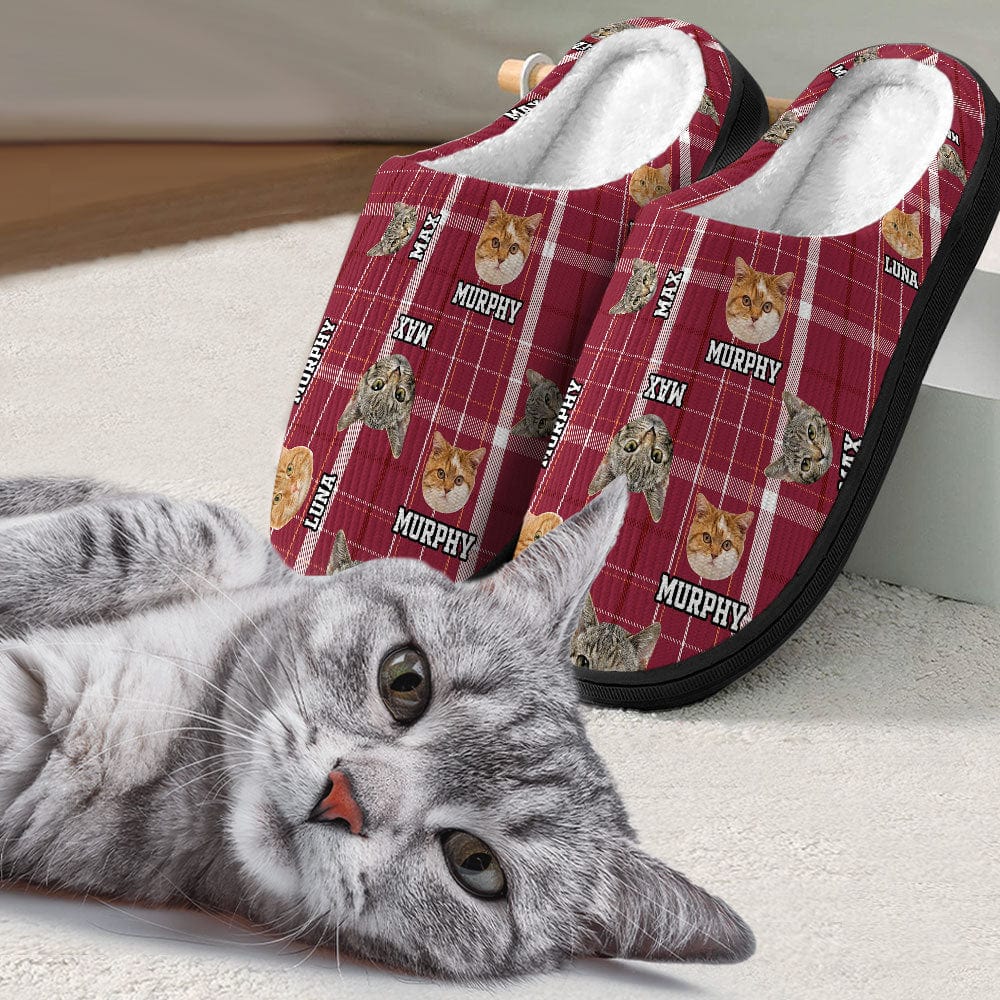 Custom Dog Cat Photo With Madras Pattern Slipper T368 889995 - Image 2