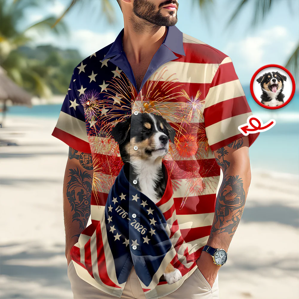 Custom Dog Photo American Patriot Hawaii Shirt TH10 898875 - Image 4