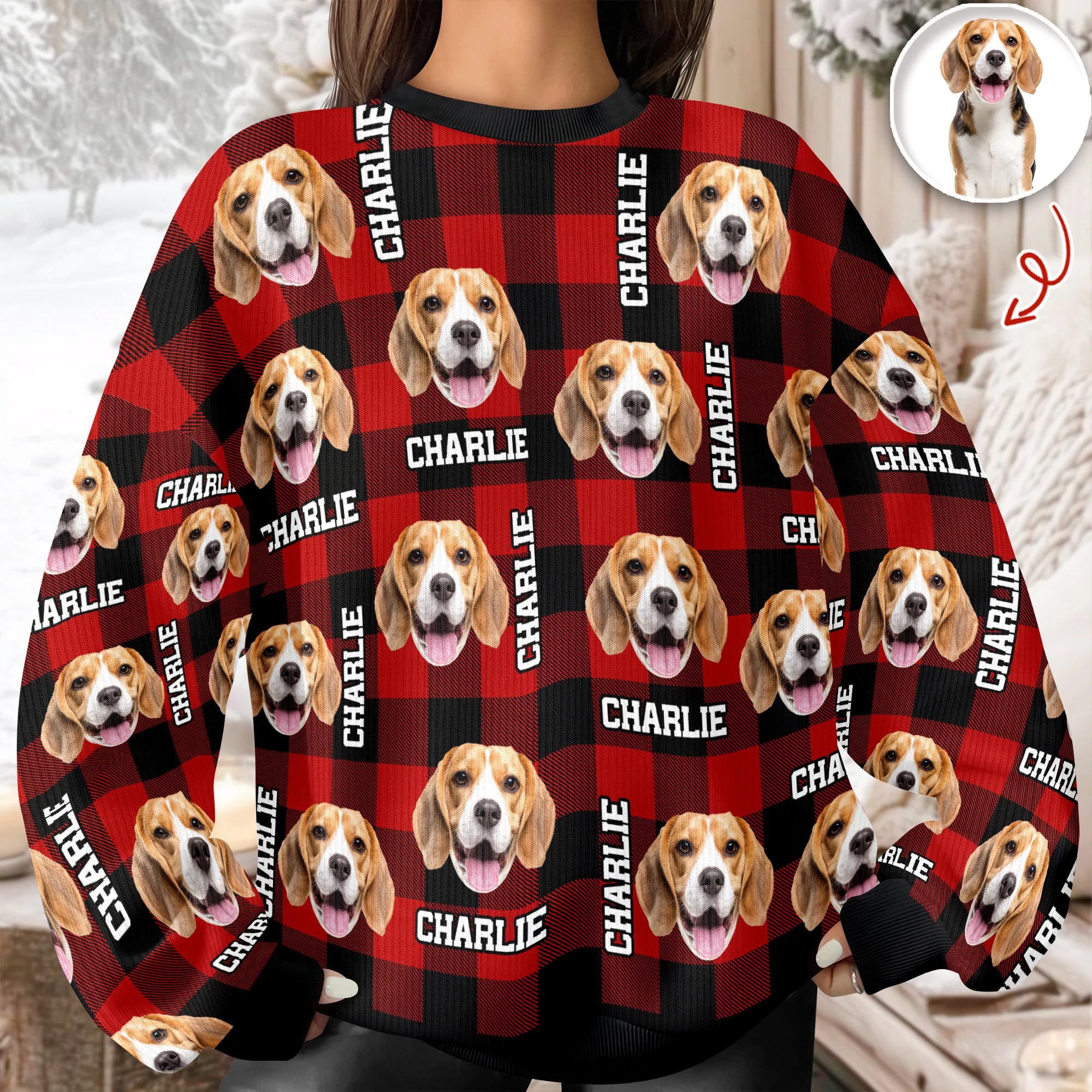 Custom Dog Photo And Name Christmas Ugly Sweater For Dog Lover TH10 896679 - Image 8